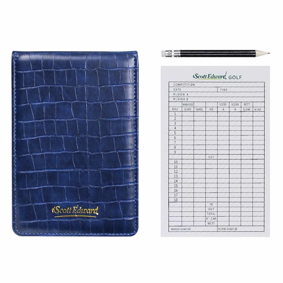 Scott Edward Golf Scorecard Cover Leather Holder Impermeabile Morbido Grigio/Nero/Blu/Arancione