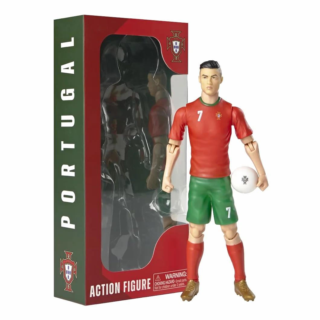 Megableu - Statuetta Calcio Ronaldo - 20 cm - Grande Figura Calciatore Realistico & Articolato - Licenza Ufficiale - 10 Punti Articolazione - Giocattolo Calcio Team Portogallo - Idea Regalo Fan