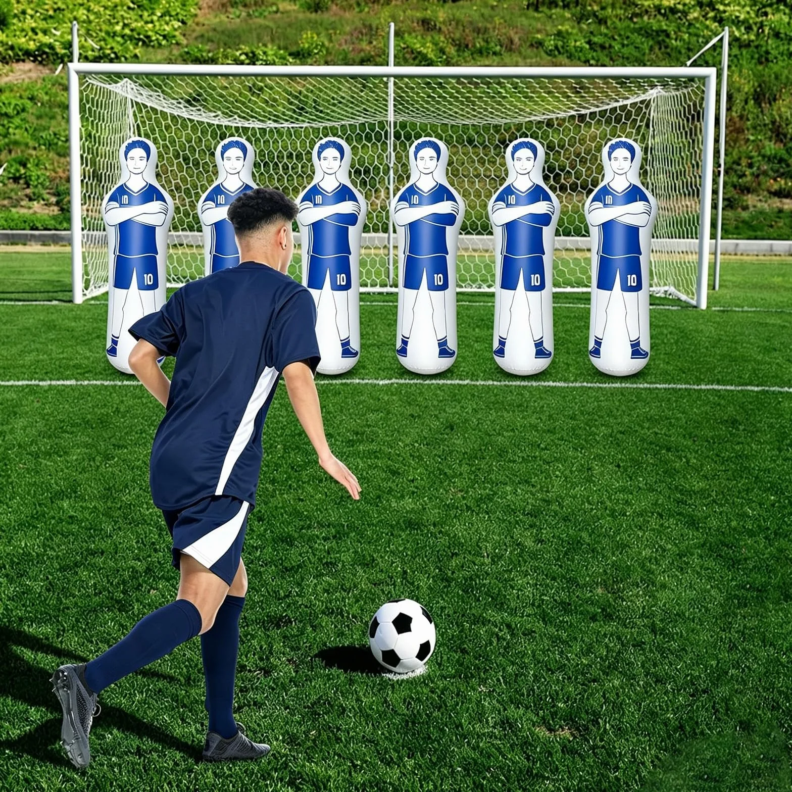 Aicharynic Bambola gonfiabile da calcio 40 x 160 cm, blu