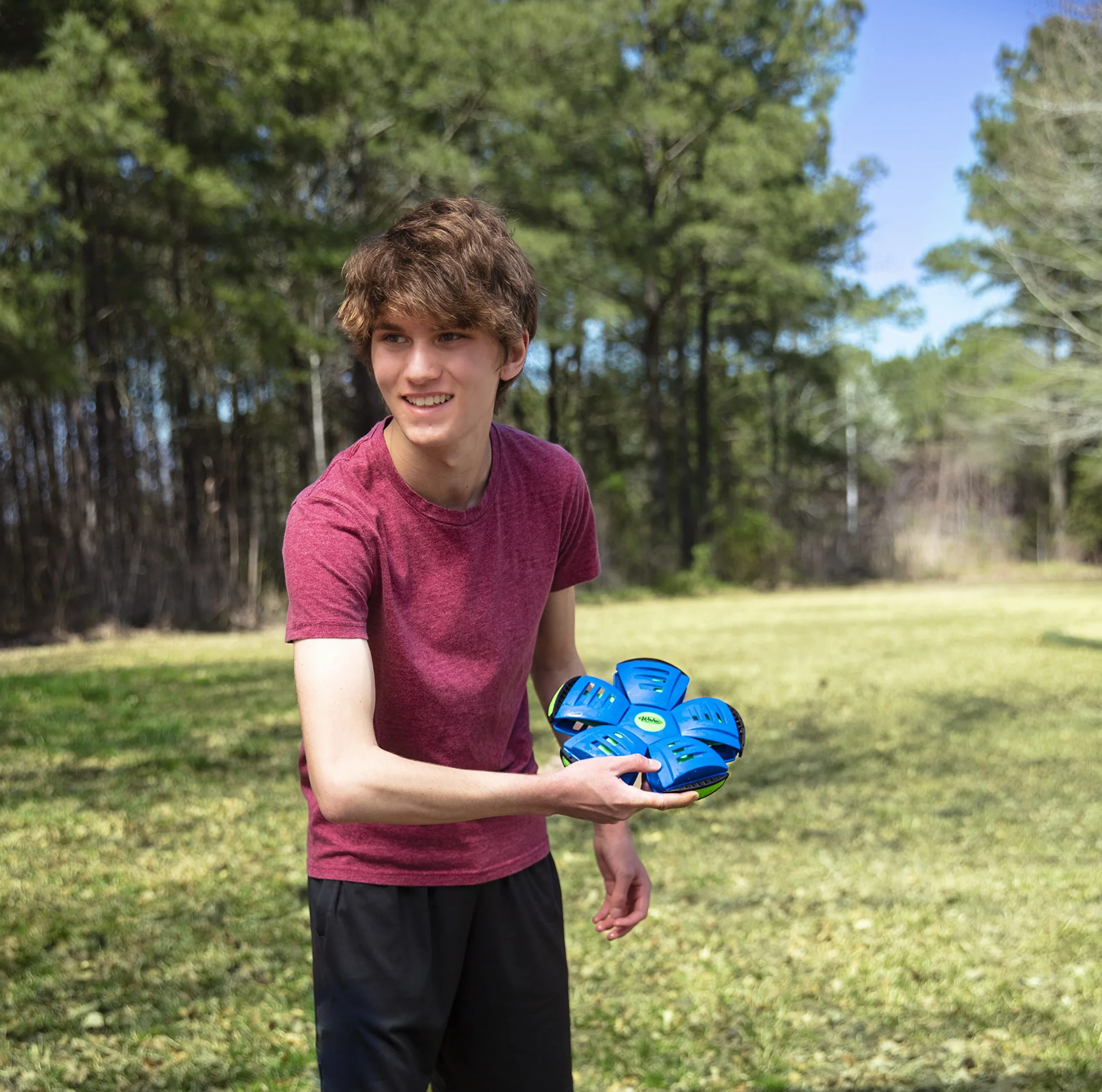 Wahu PHLAT BALL Junior Rosso Mini Frisbee Volante Trasformabile in Pallone Giochi da Giardino per Bambini dai 5 Anni 10,2cm 15,2cm