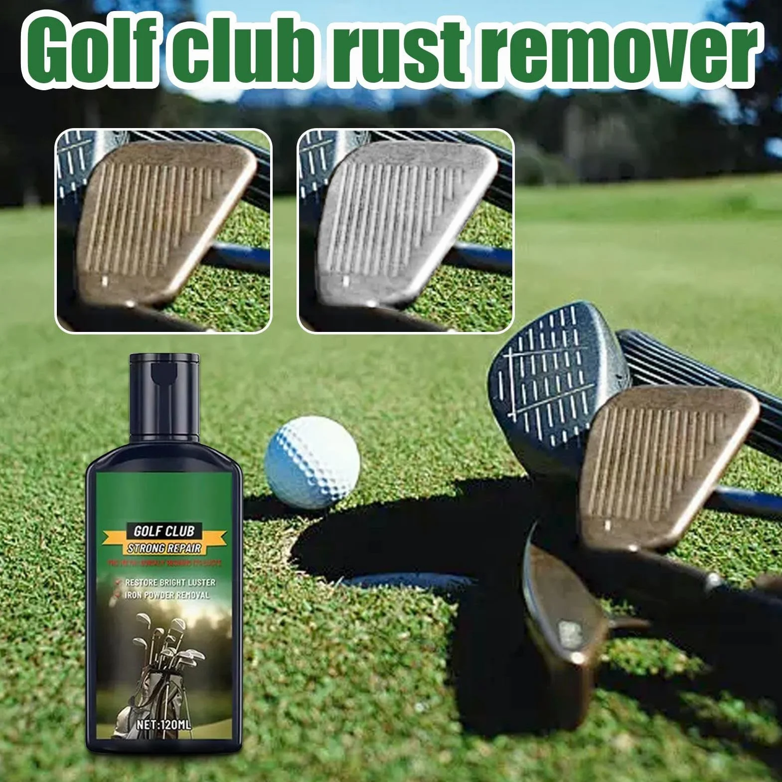 Kit Pulizia Mazze Golf Rimuovi Ruggine Pasta Rimozione Graffi 120ml Spugna Lucidatura Rame Metalli