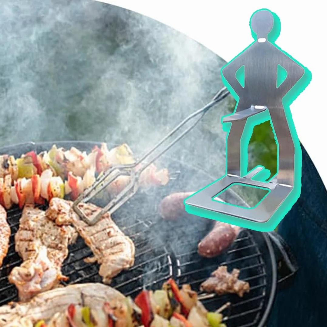 Supporto per Salsicce in Acciaio Inox, Creativo Porta Wurstel a Forma di Uomo, Griglia Portatile per Hot Dog, Accessorio Barbecue per Campeggio e Cucina Outdoor