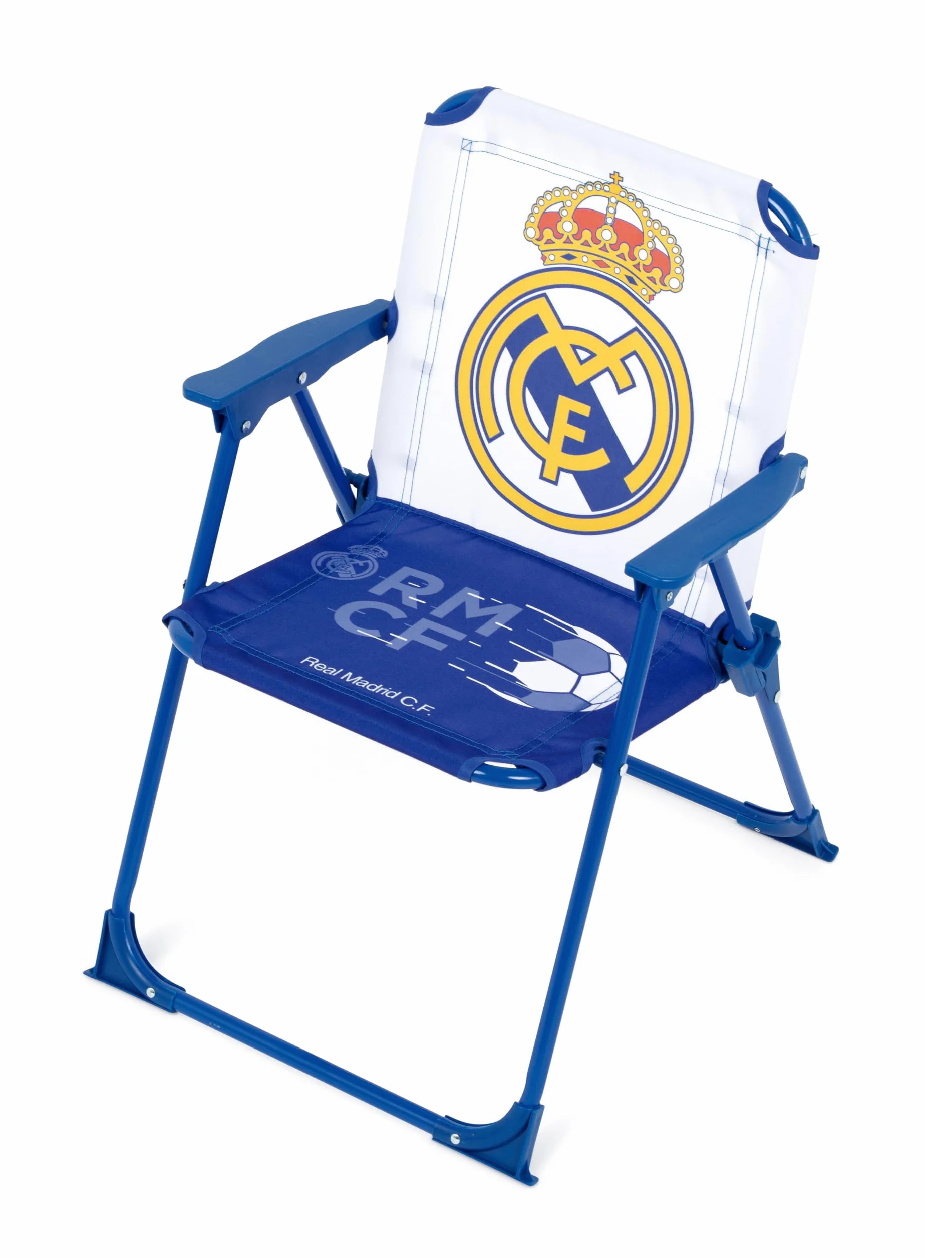 ARDITEX Sedia pieghevole con braccioli del Real Madrid - 38 x 32 x 53 cm - adatta per giardino, campeggio, spiaggia o montagna - ideale per ragazzi e ragazze.