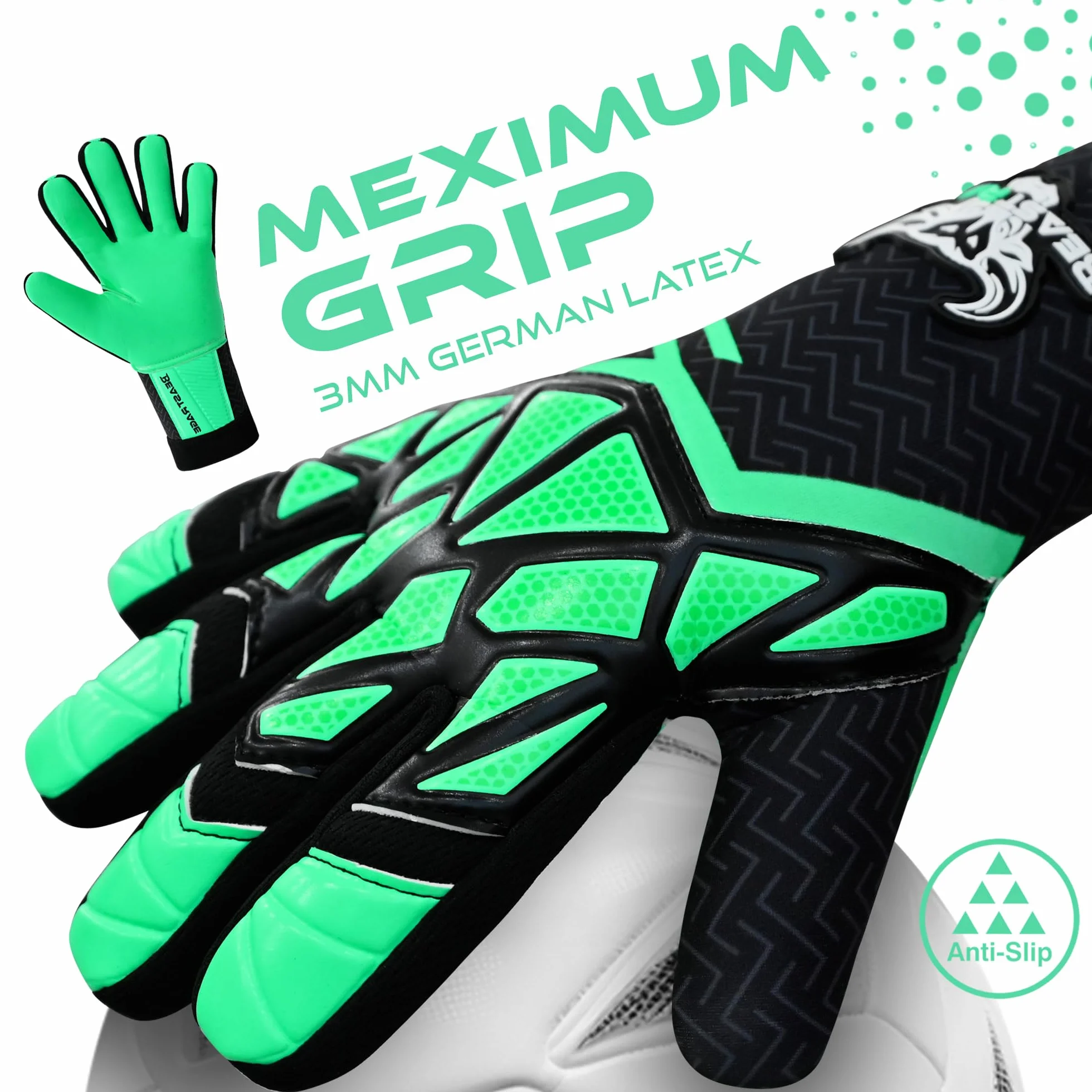 BEAST RAGE Guanti da portiere calcio bambini adolescenti adulti