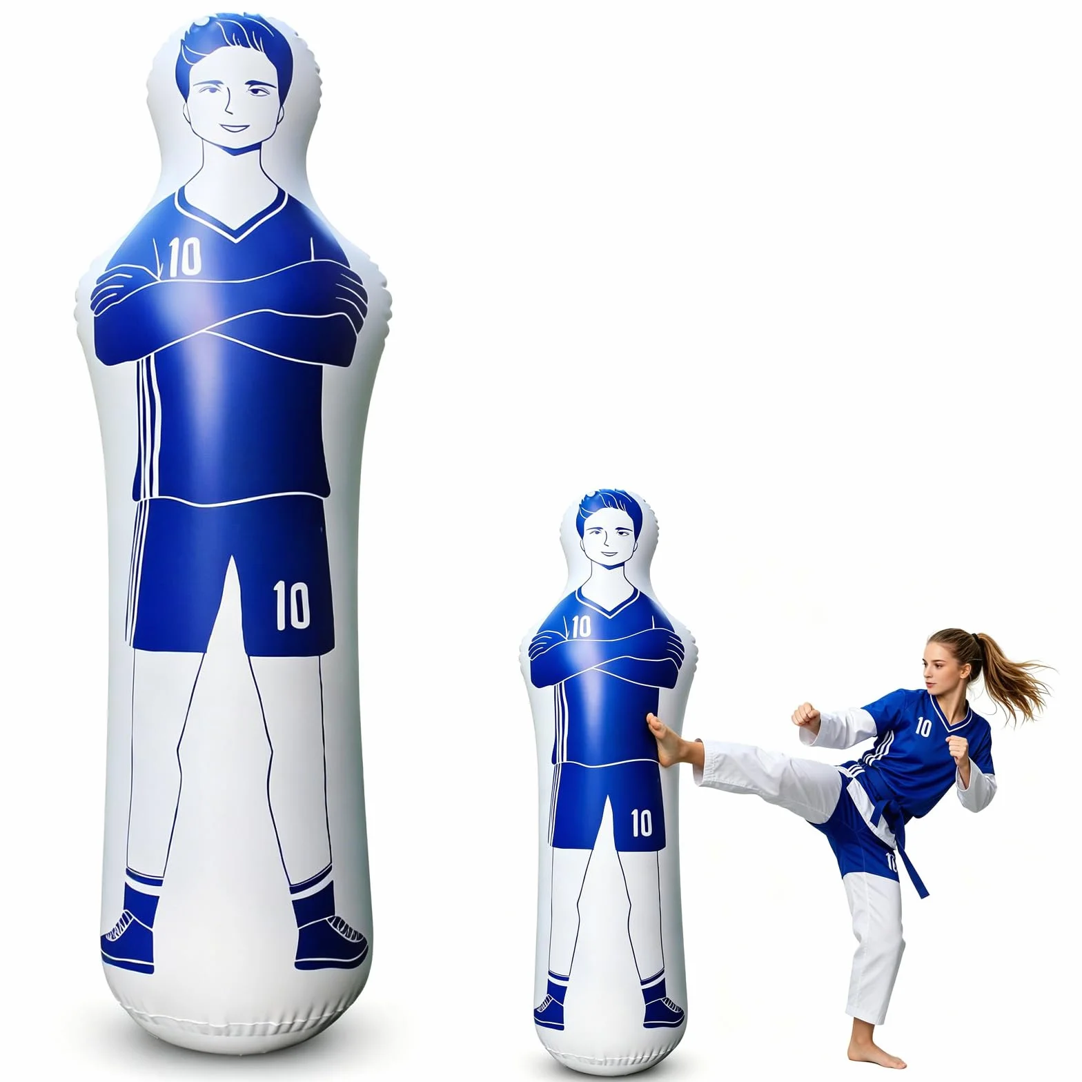 Aicharynic Bambola gonfiabile da calcio 40 x 160 cm, blu