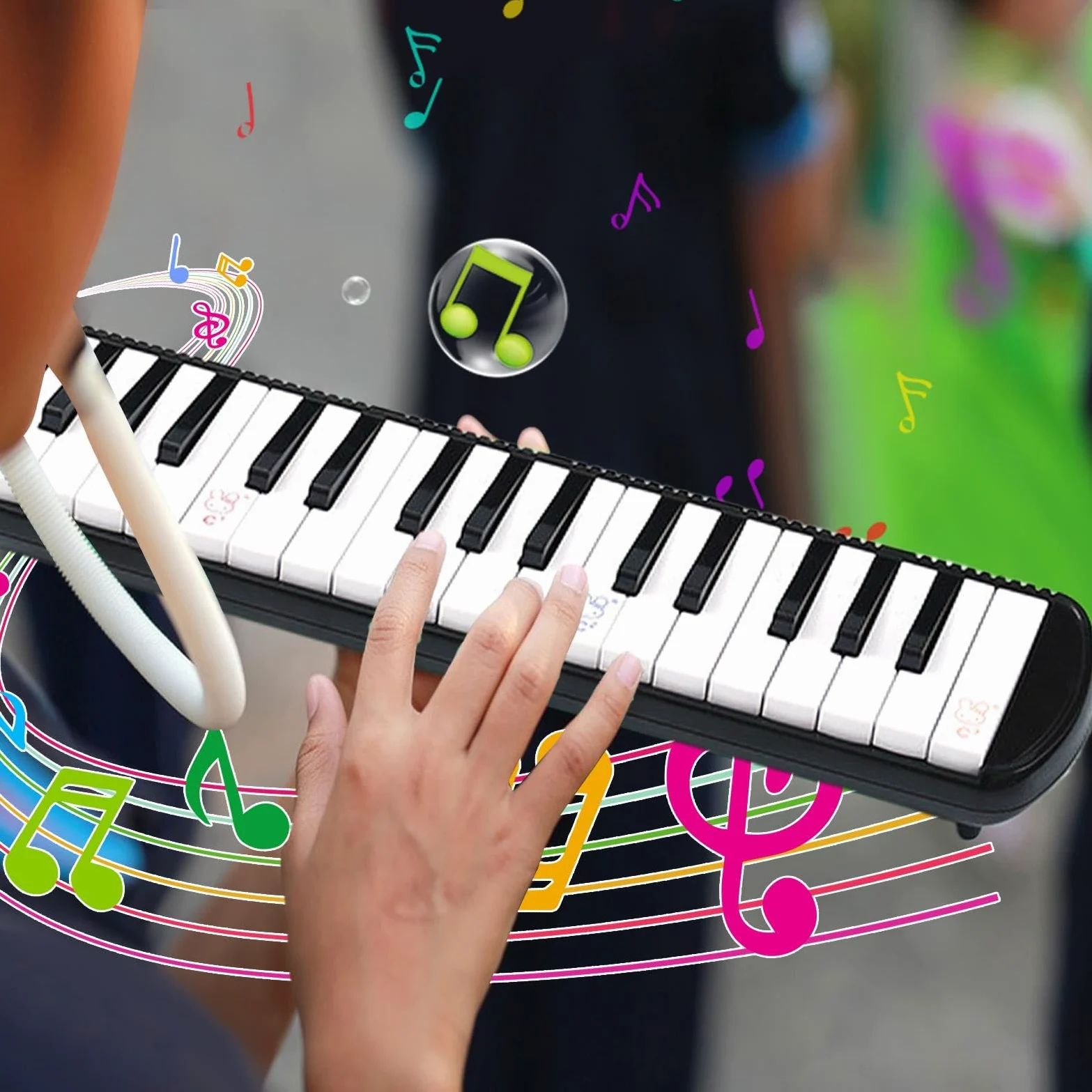 Strumento melodica a 32 tasti, strumento a fiato, tastiera ad aria, pianoforte a 32 tasti, strumento armonico con borsa per il trasporto, per principianti e professionisti