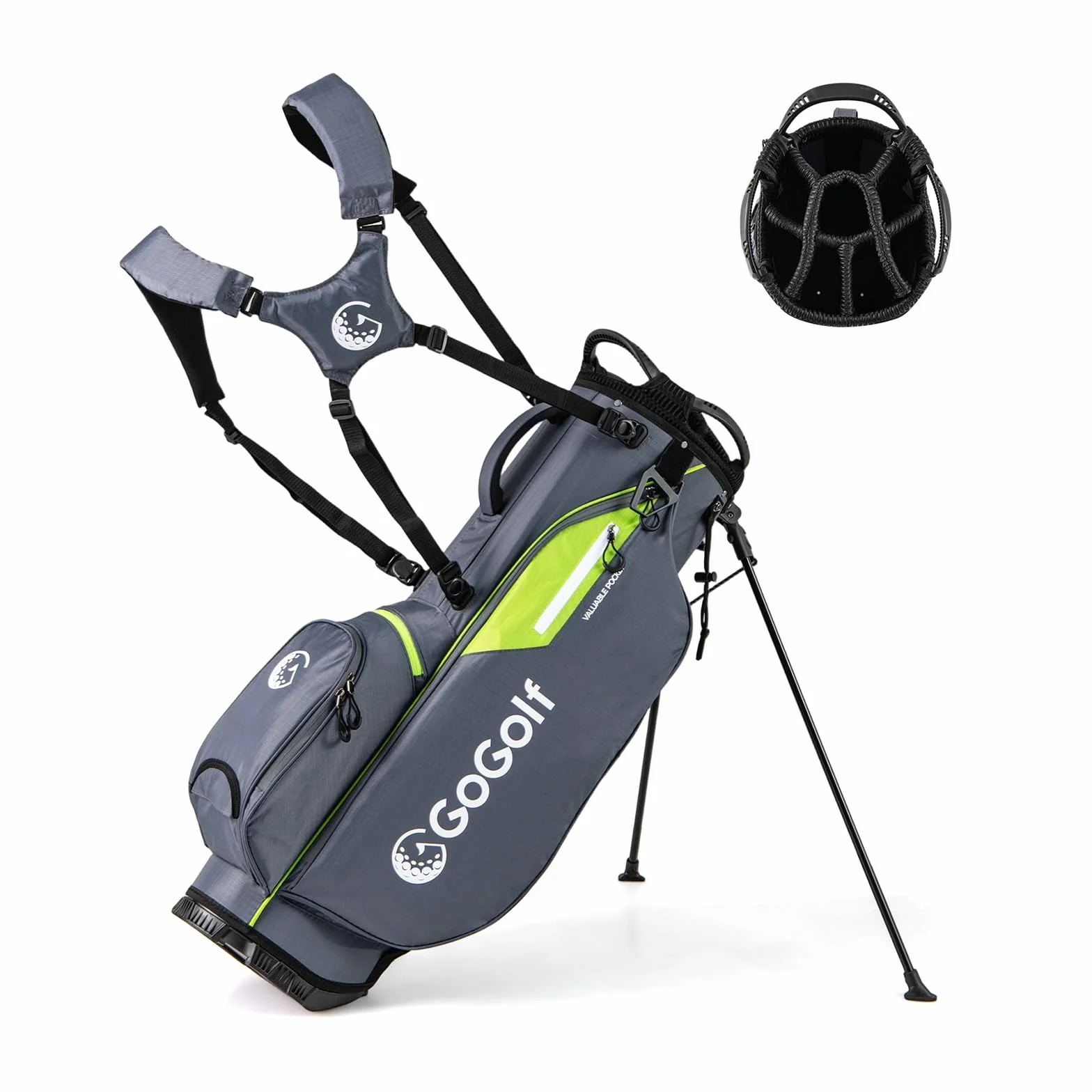 LIFEZEAL Borsa da golf, borse da treppiedi leggere con 8 scomparti superiori e 5 tasche con cerniera, portaombrello, custodia antipioggia e tracolla regolabile per donne e uomini