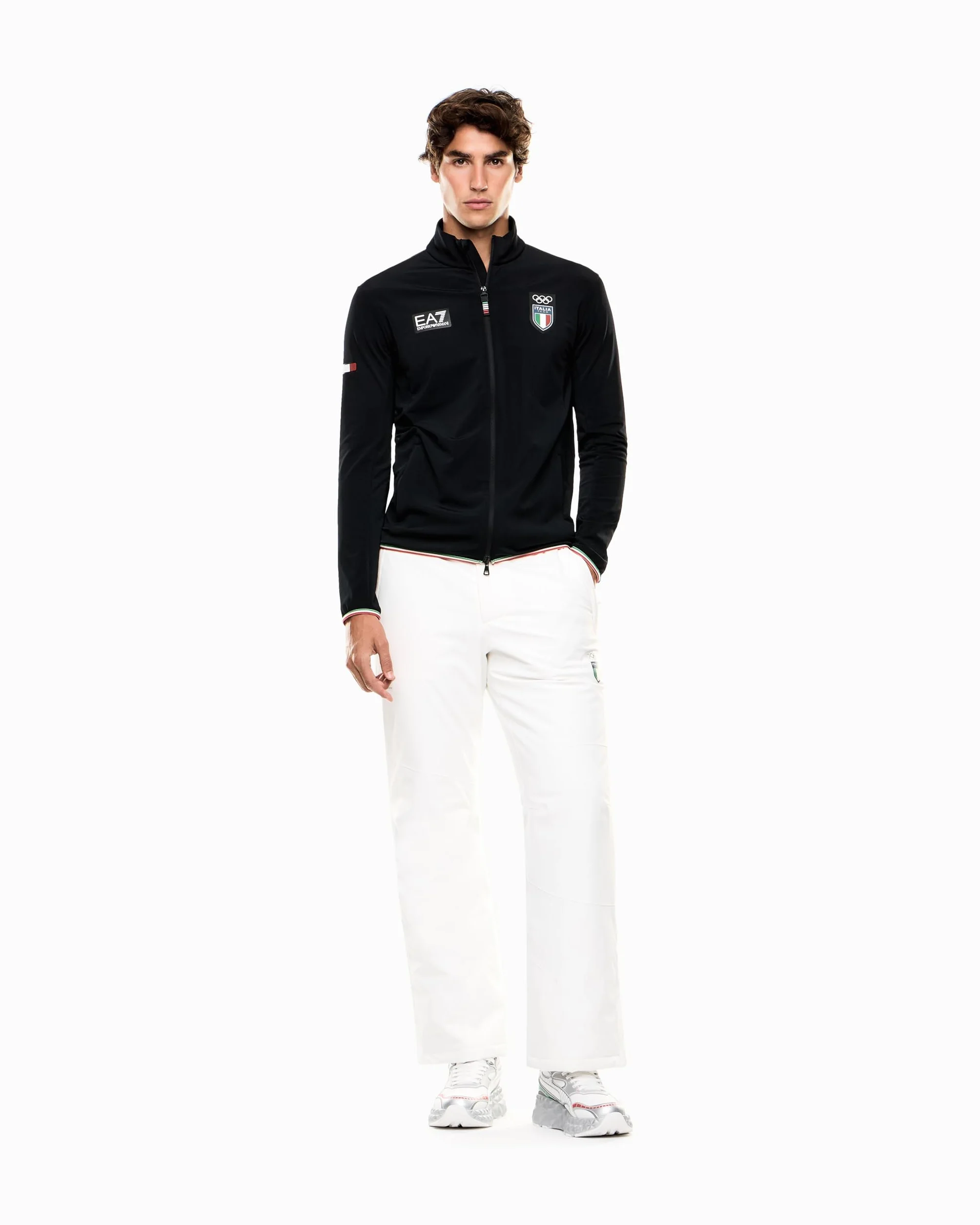 Emporio Armani EA7 Italia Team Olimpiadi 2026, Felpa con Zip da Sci in Tessuto Powerstretch da Uomo, 7M001269