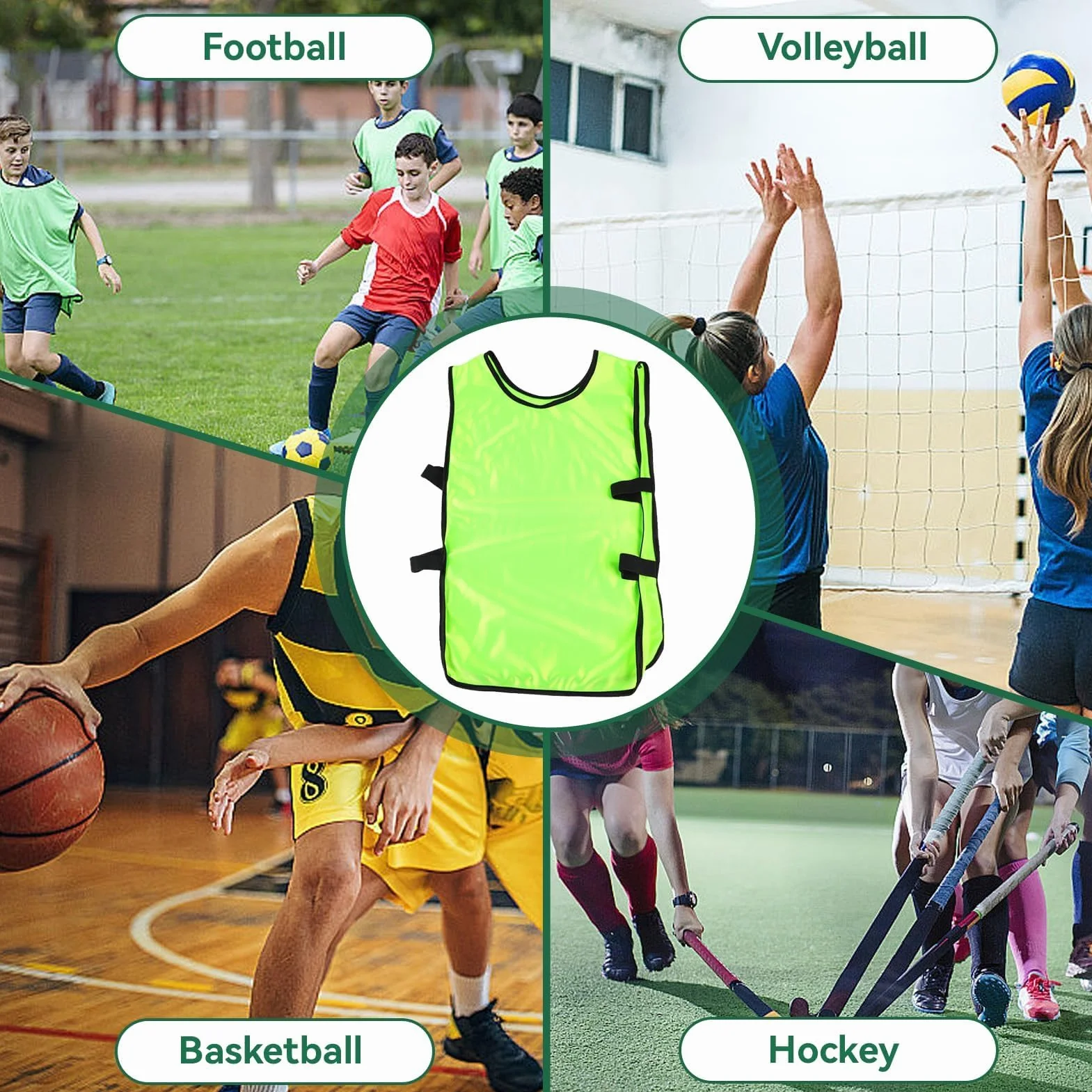 Agatige Gilet da Allenamento Calcio 5 Pezzi Scrimmage Squadra Pratica Maglia Bambino Giovani Sport