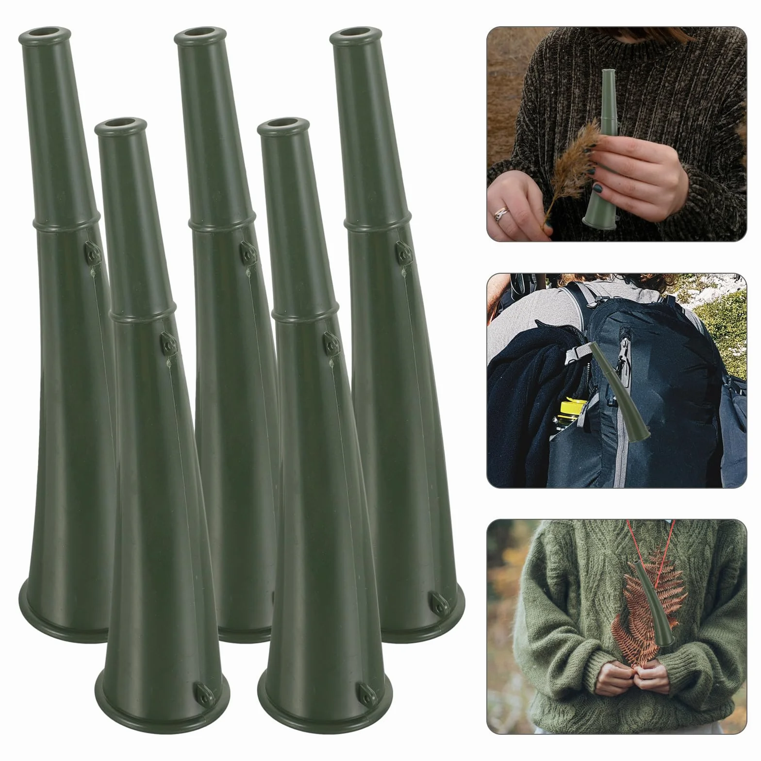 Hemobllo 5 Pezzi Corno di Plastica Verde per Addestramento e Party, Resistente e Portatile per Attività Outdoor e Cerimonie, Corno da Allenamento Multiuso