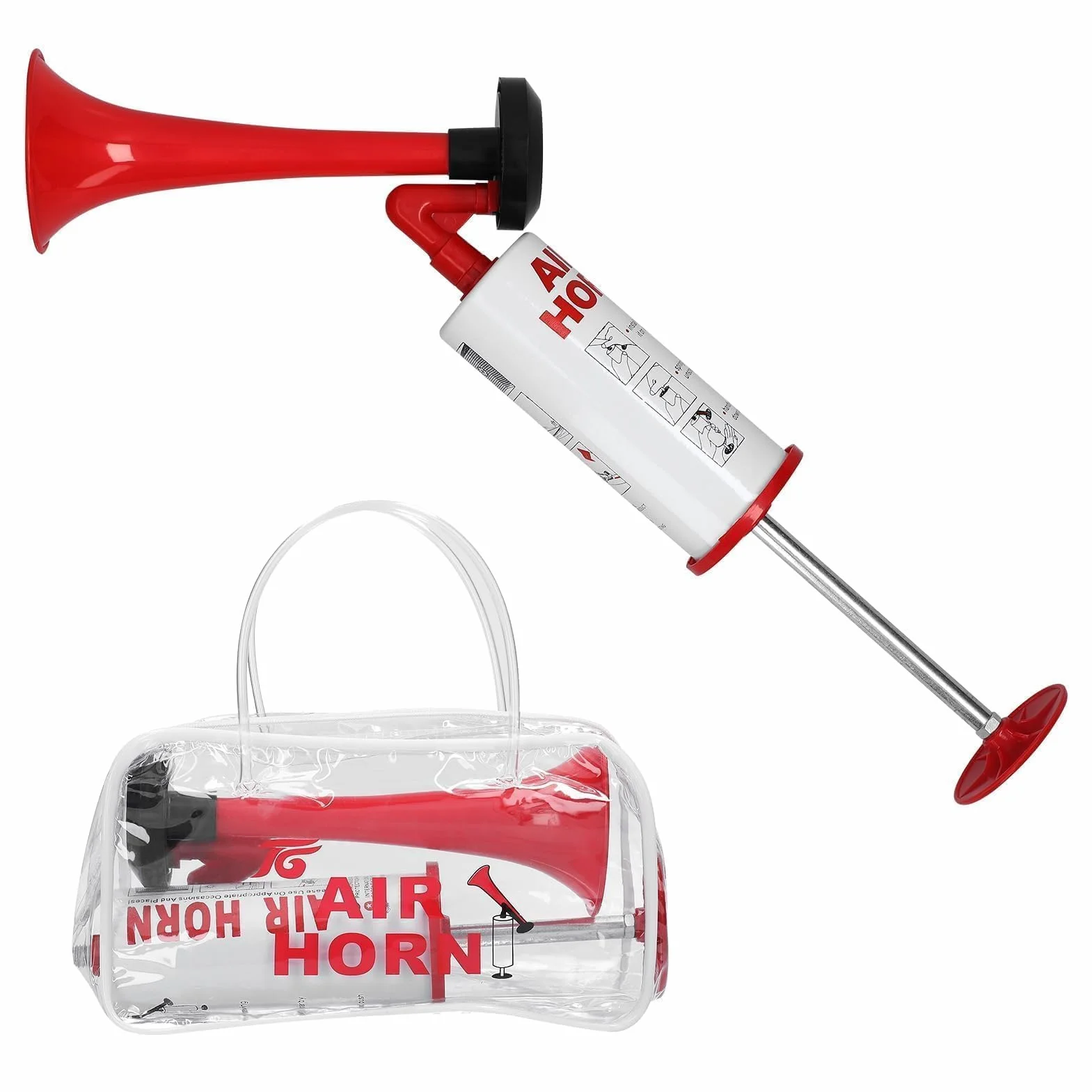 Tromba Da Stadio, Mini Tromba Ad Aria Con Pompa a Mano, Tromba Stadio Manuale, Air Horn, Fanfara Ad Alta Pressione D'aria, Estremamente Forte Trombetta per Partite Calcio Eventi Sportivi Nautica