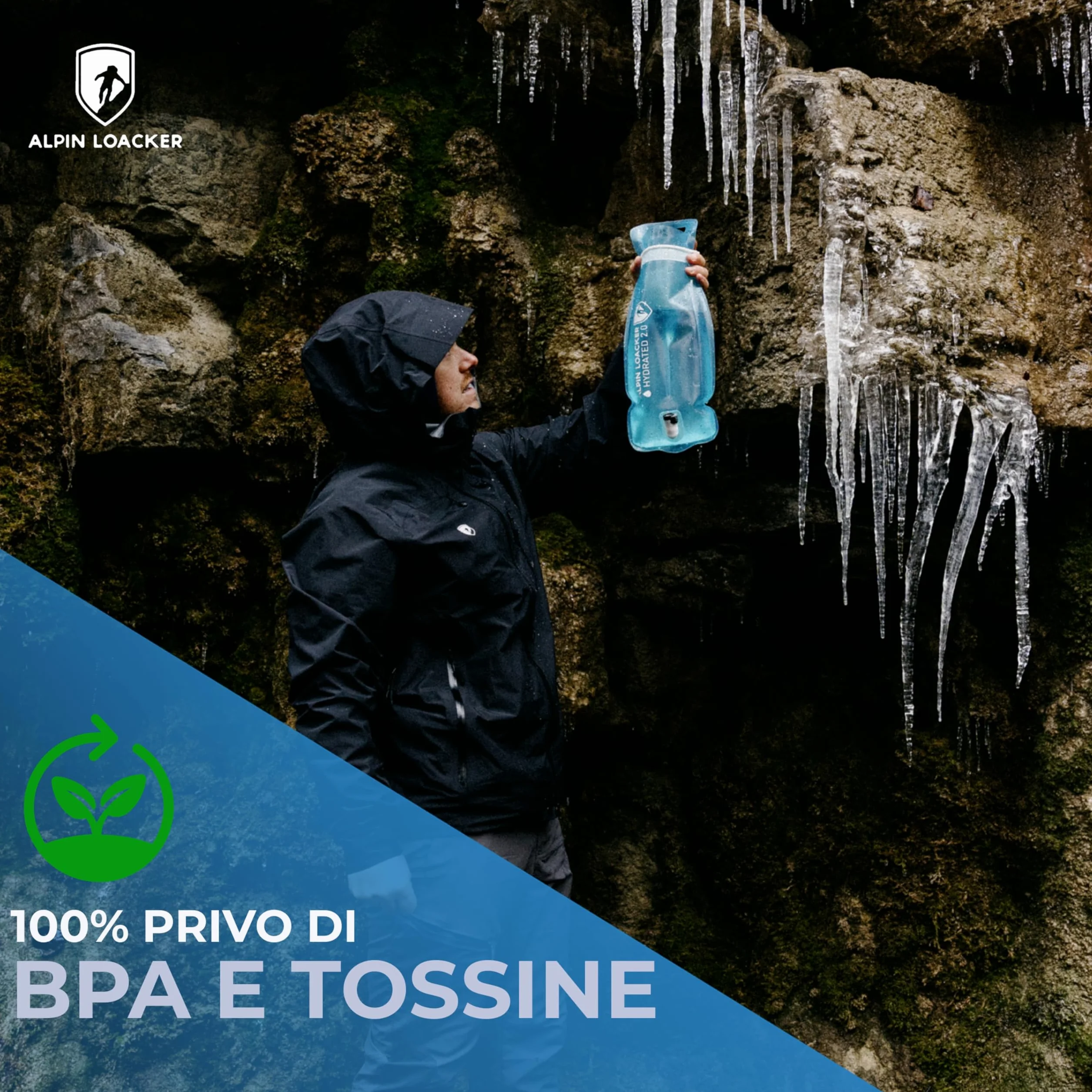 ALPIN LOACKER Bolla d'acqua per esterni con tubo per bere, sistema di idratazione senza BPA, zaino leggero