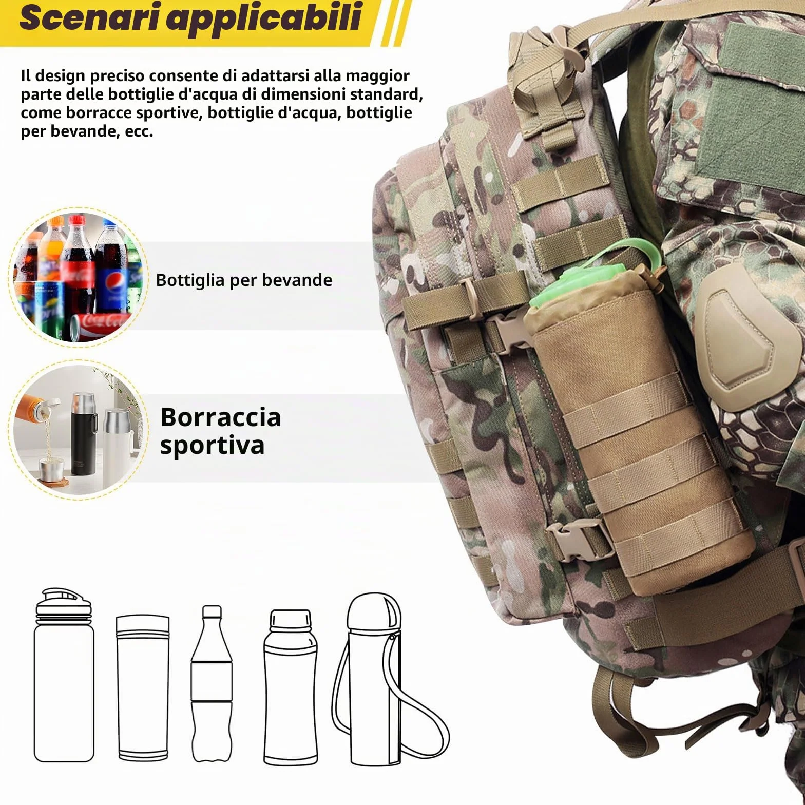ACEXIER Tactical Molle Borsa per Bottiglia d'Acqua Idratazione all'Aperto Escursionismo