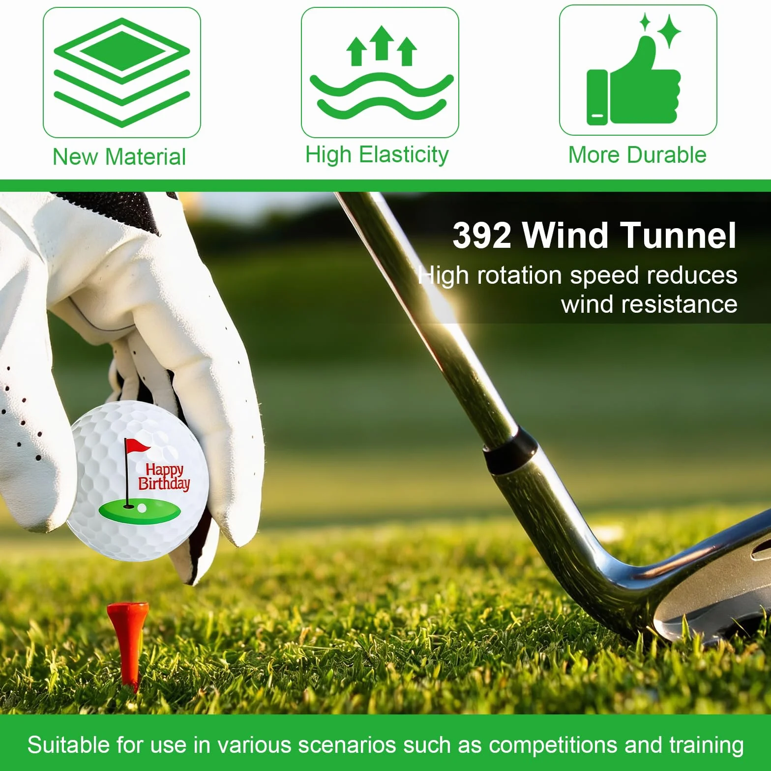 3 palline da golf per compleanno, divertenti palline da golf personalizzate, con motivi Happy Birthday, regalo per uomini golfisti, golf, idea regalo per principianti e giocatori amatoriali
