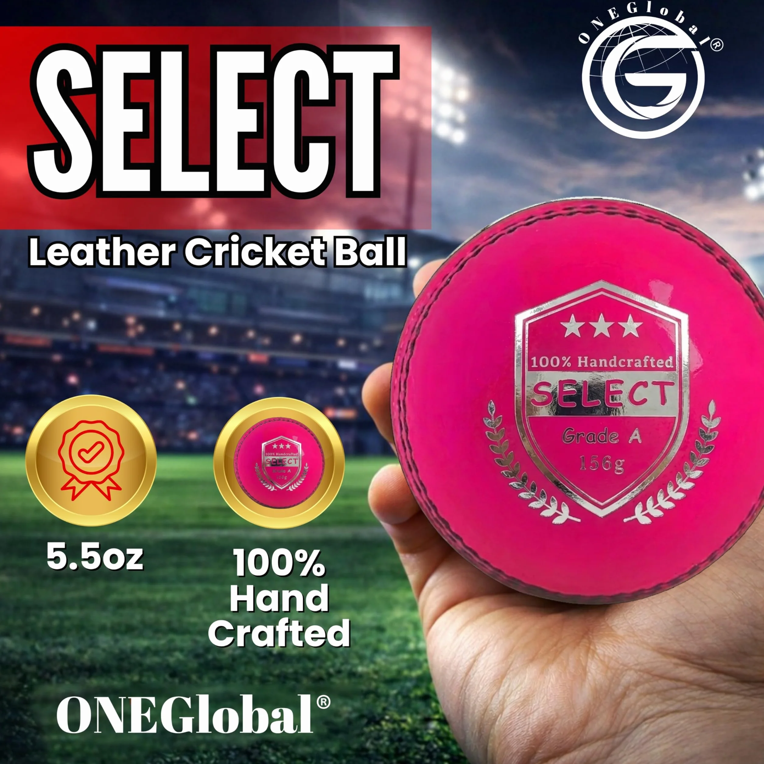Palla da cricket in pelle 156 g 4 pezzi artigianale T20