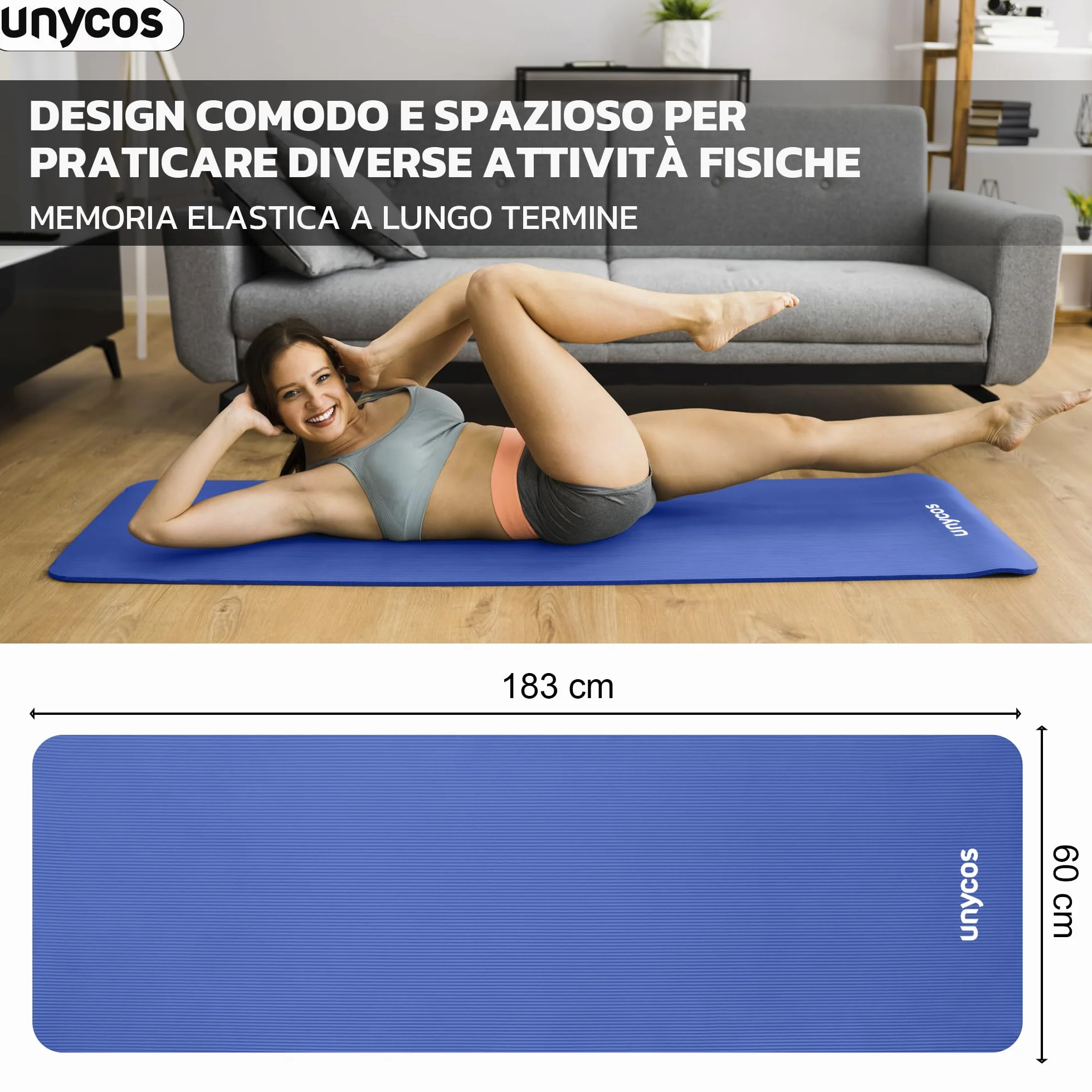 Tappetino Antiscivolo Yoga Pilates Ginnastica Extra Spesso 10/15 mm, Materassino Fitness Schiuma NBR/Poliestere con Borsa a Tracolla