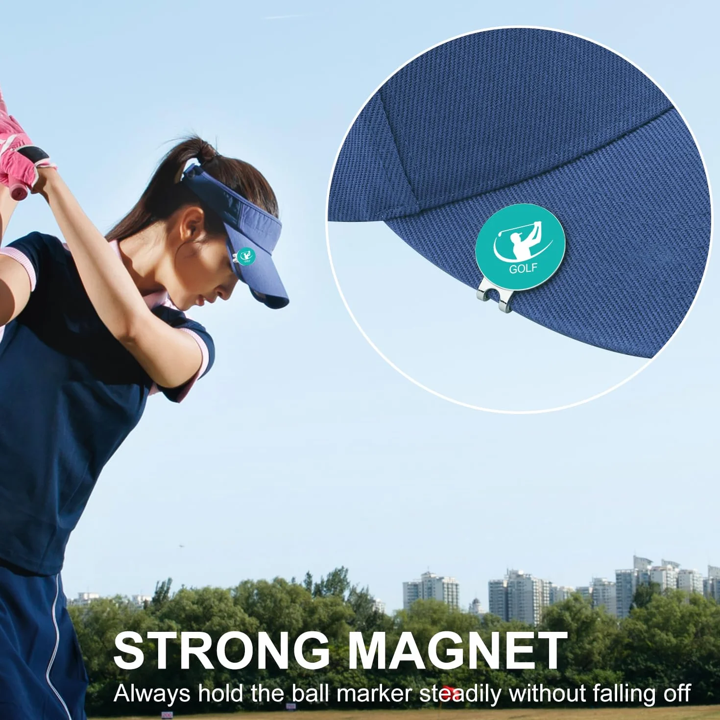 PEUTIER 6 Pezzi Clip per Cappelli Segna Pallina da Golf Magnetica Supporto Accessori da Golf