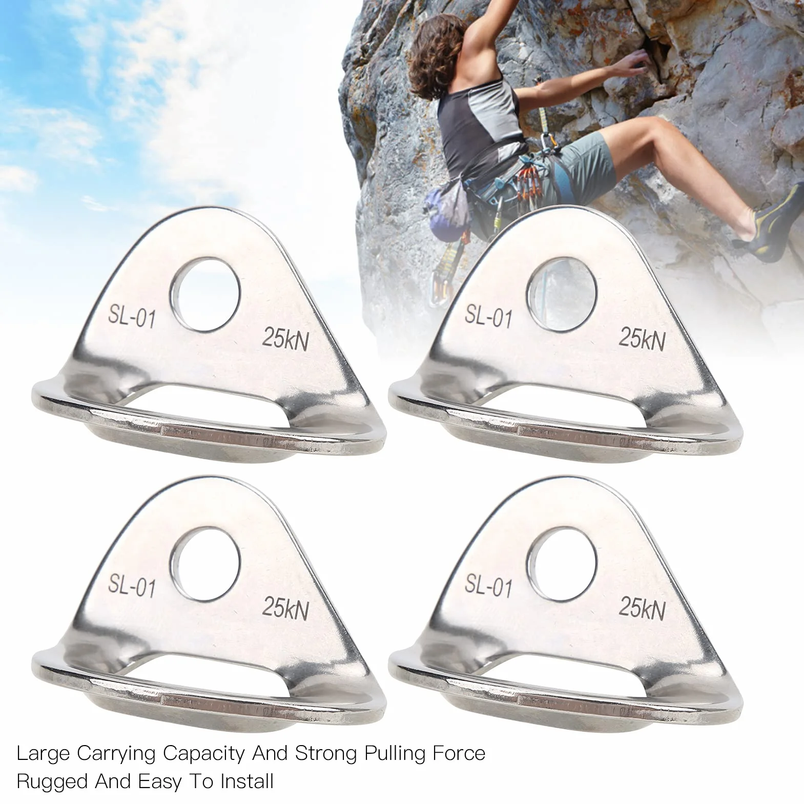 Gancio da Arrampicata 4 Pezzi Accessori per Arrampicata su Roccia Forte Forza di Trazione Ancoraggio