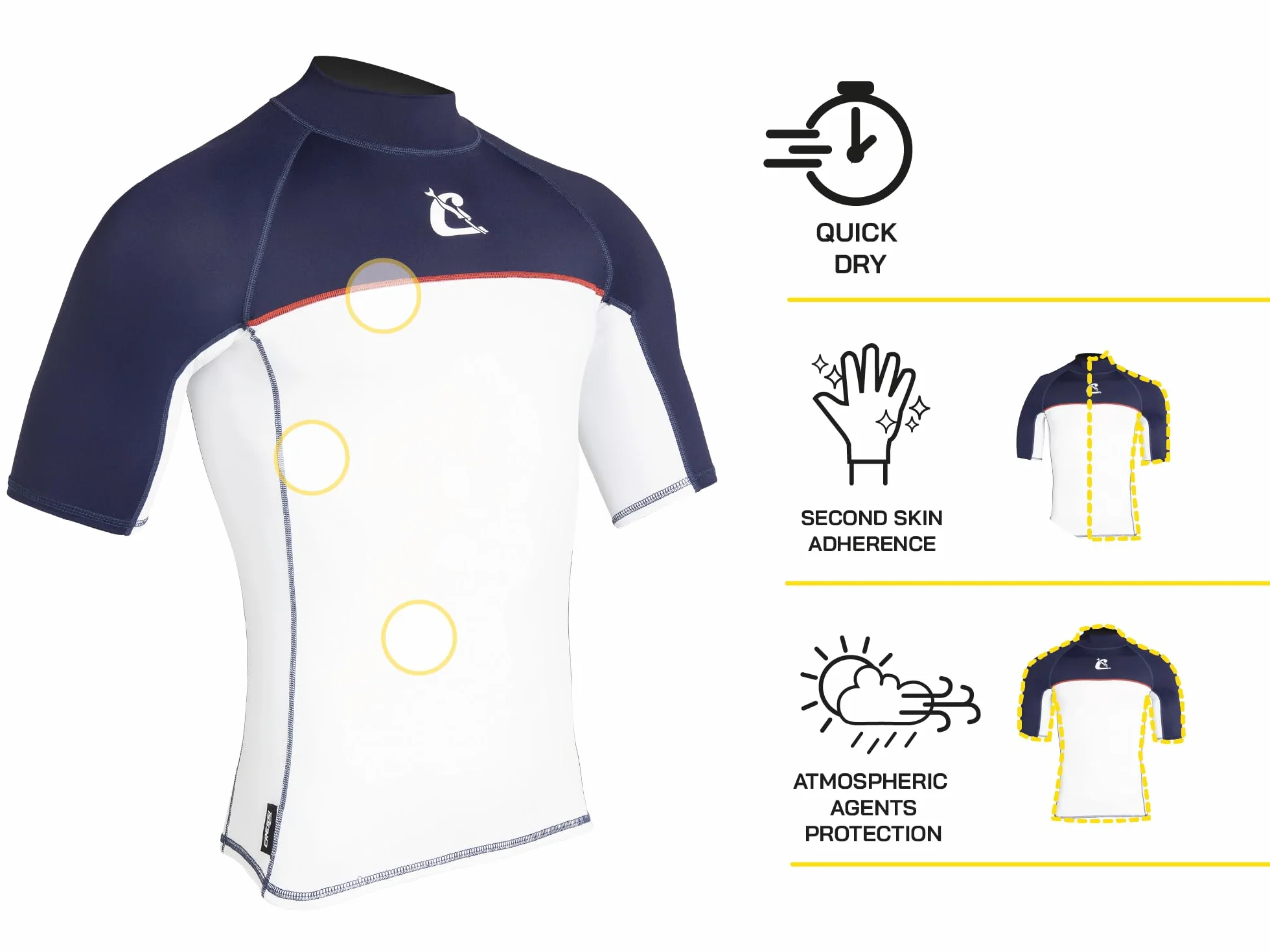 Cressi Shield Man Rash Guard Short/SL - Rash Guard Manica Corta Protettiva per SUP e Sport Acquatici, Uomo