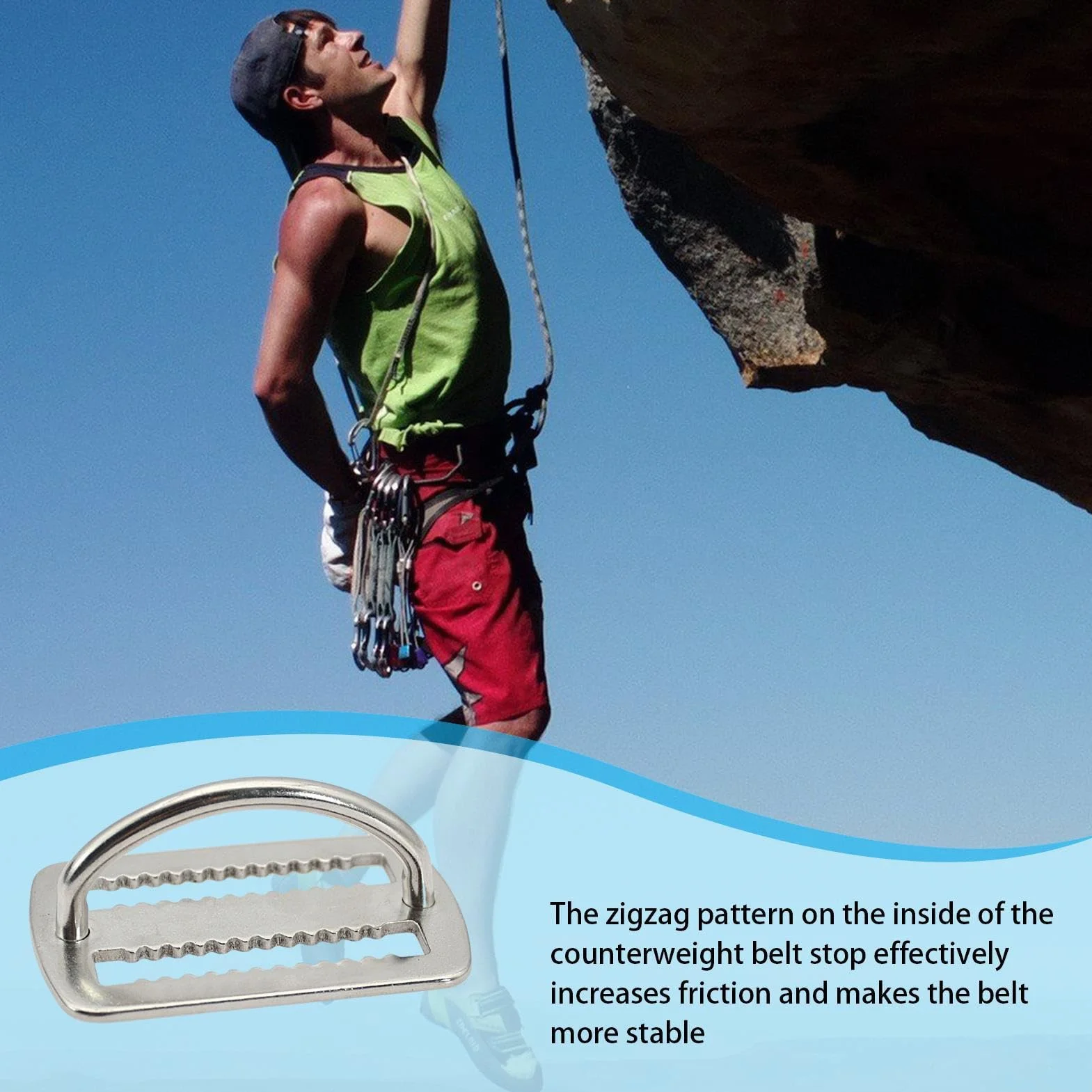 Weight Keeper 2 pollici acciaio inox 316 fibbia cintura subacquea anello D denti sega pesca subacquea