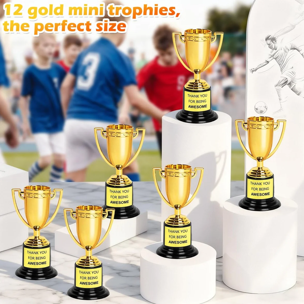 Mini Trofei Oro Plastica 12 Pezzi Premio Coppe per Feste Sportive
