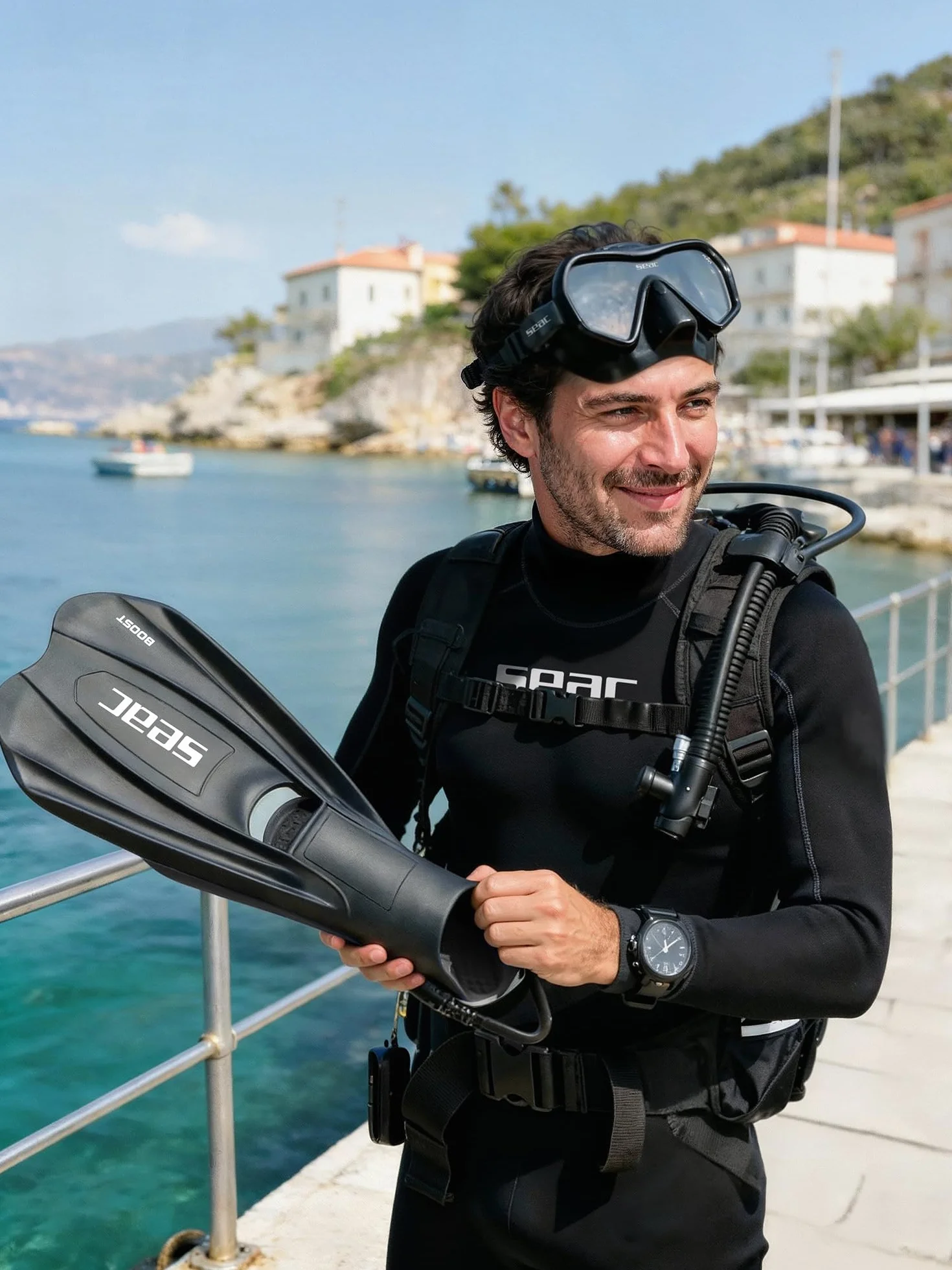 SEAC Pura – Maschera Subacquea Antiappannamento Monolente Frameless in Silicone | Maschera per Immersioni e Snorkeling Antifog Low Volume con Fibbia 3D
