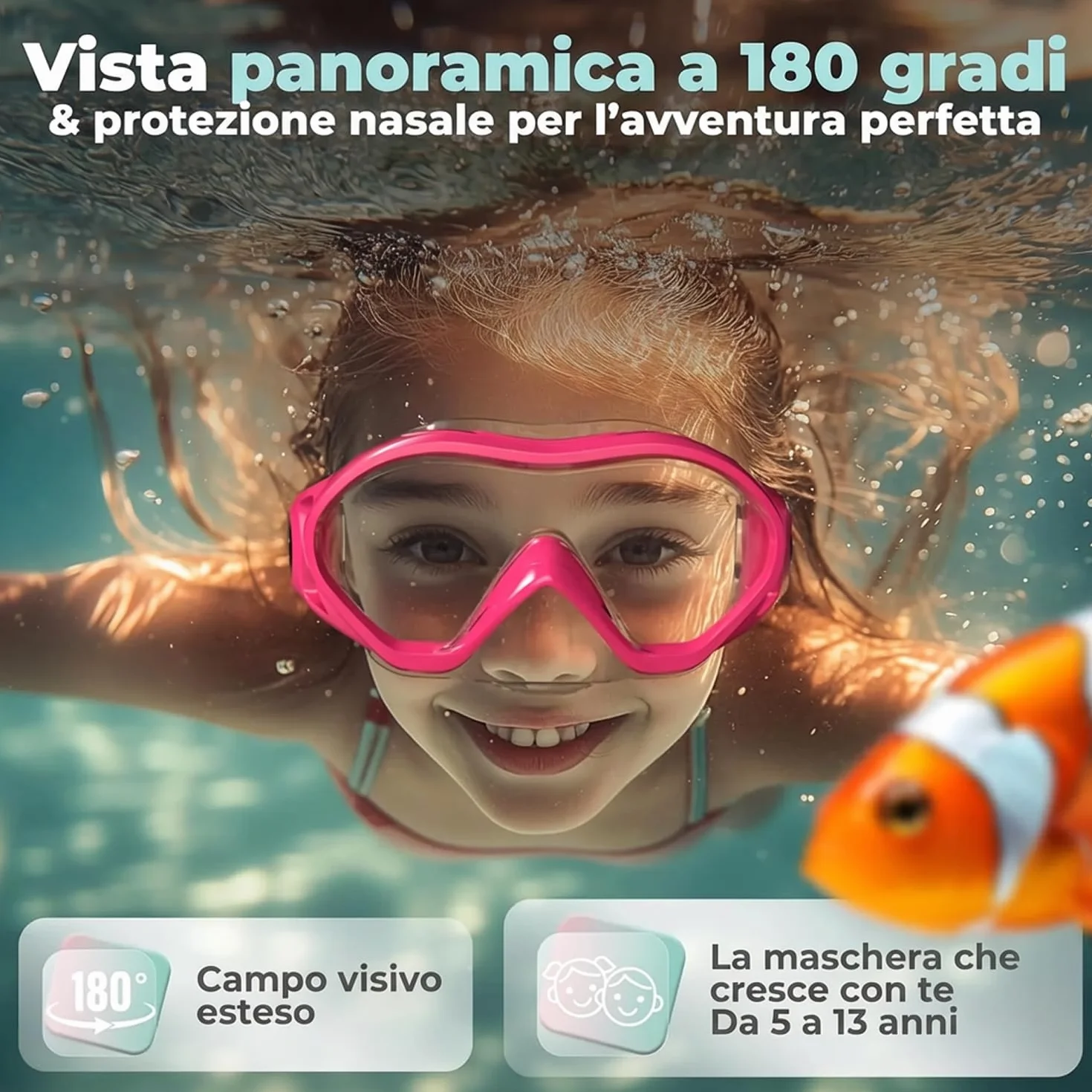 KIDVERSE Occhialini da nuoto per bambini protezione UV rivestimento antiappannamento impermeabili comodi