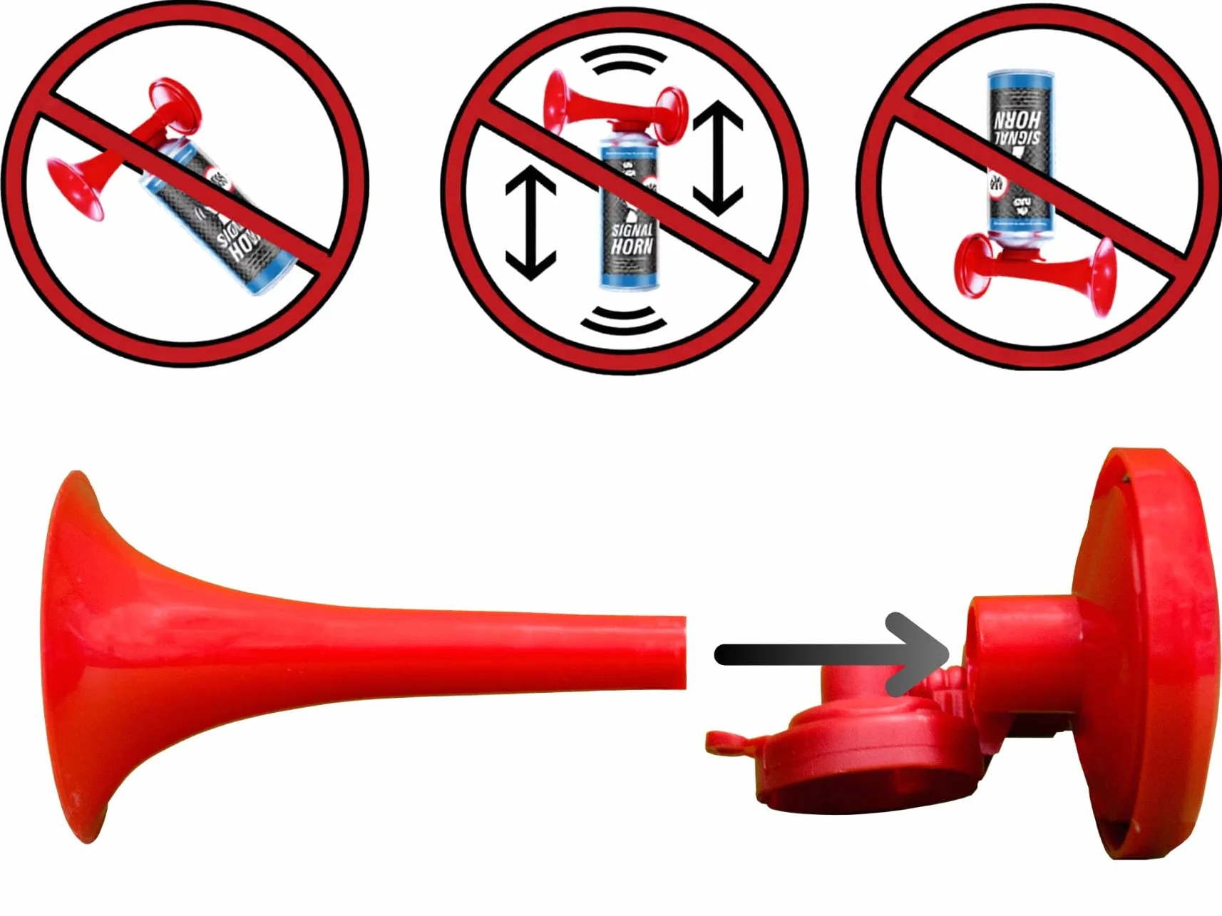 AAB 3X Signal Horn 106 dB(A)-fino a 120 segnali, Trombetta ad Aria Compressa, Trombe da Stadio Molto Rumorosa, Tromba Tifo Ideale per Feste, Trombetta Stadio, fanfara per EM 2024, campionato europeo