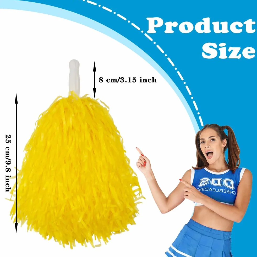 Lovecheer pompon blu e gialli da cheerleader in plastica con manico per sport danza feste