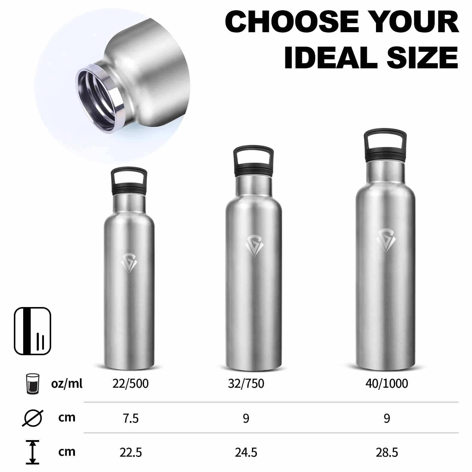 Borraccia Termica 1 Litro Acciaio Inox con Cannuccia, Senza BPA per Palestra Fitness Ciclismo