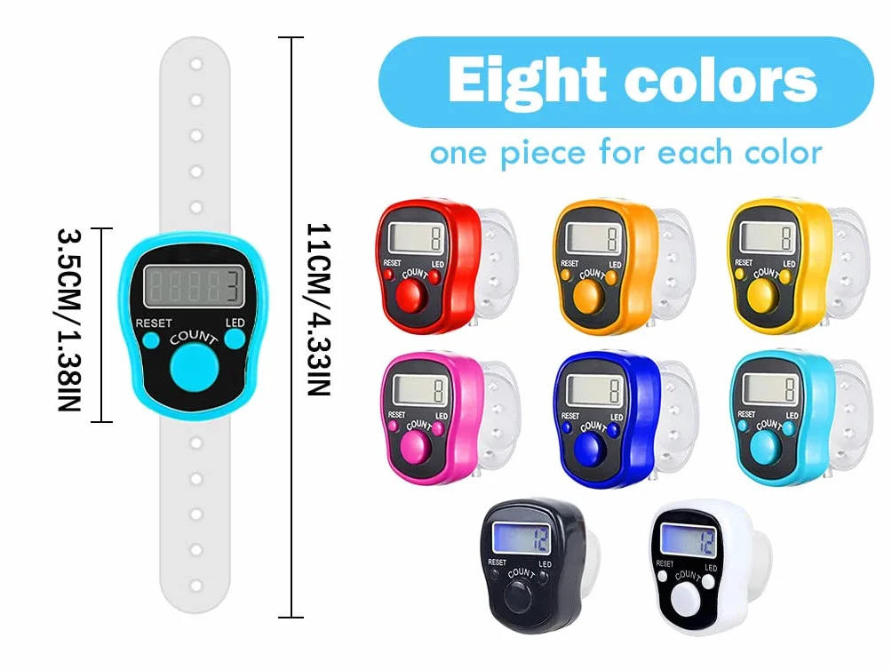 Contatori Digitali con Luce LED 8PCS, Mini Contatore delle Dita Elettronico LCD per Sport Golf Preghiera
