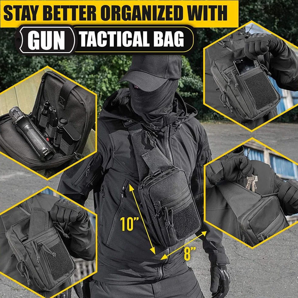 Borsa a tracolla tattica militare nascosta pistola fondina portapistola per campeggio caccia
