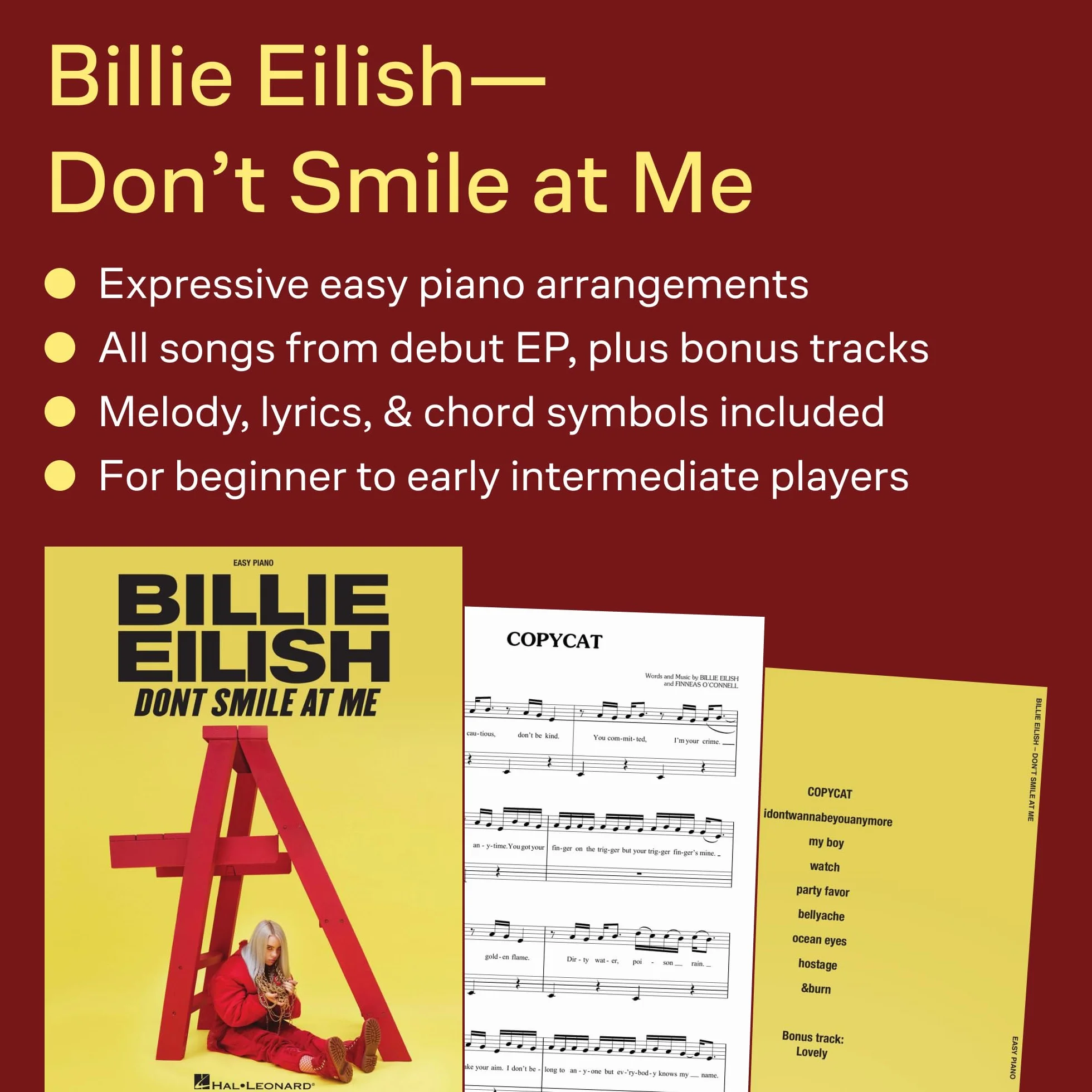 Billie Eilish: Don't smile at ME: Easy Piano Songbook