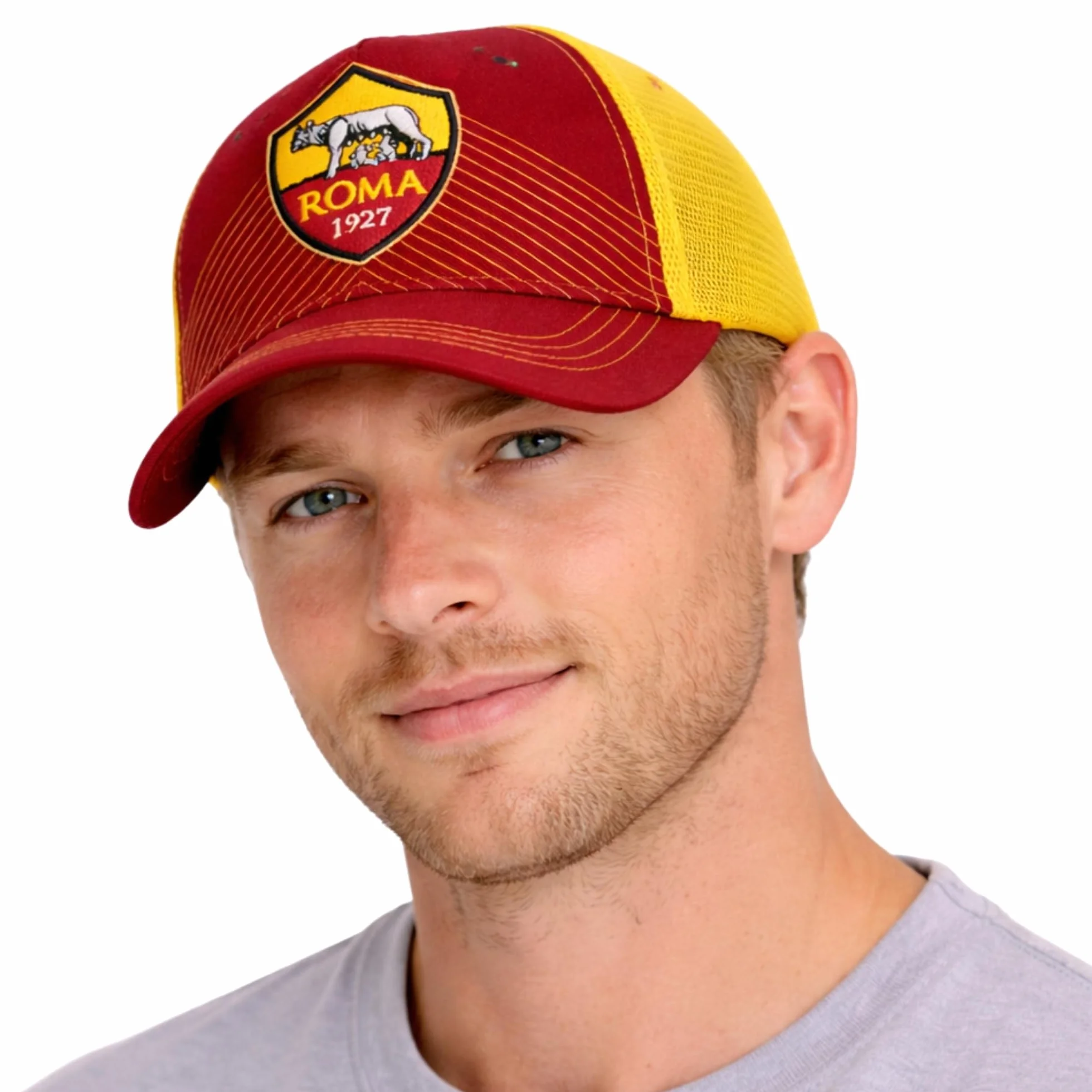 AS Roma Cappello Ufficiale Cotone Logo Baseball Visiera Curva Regolabile Licenza
