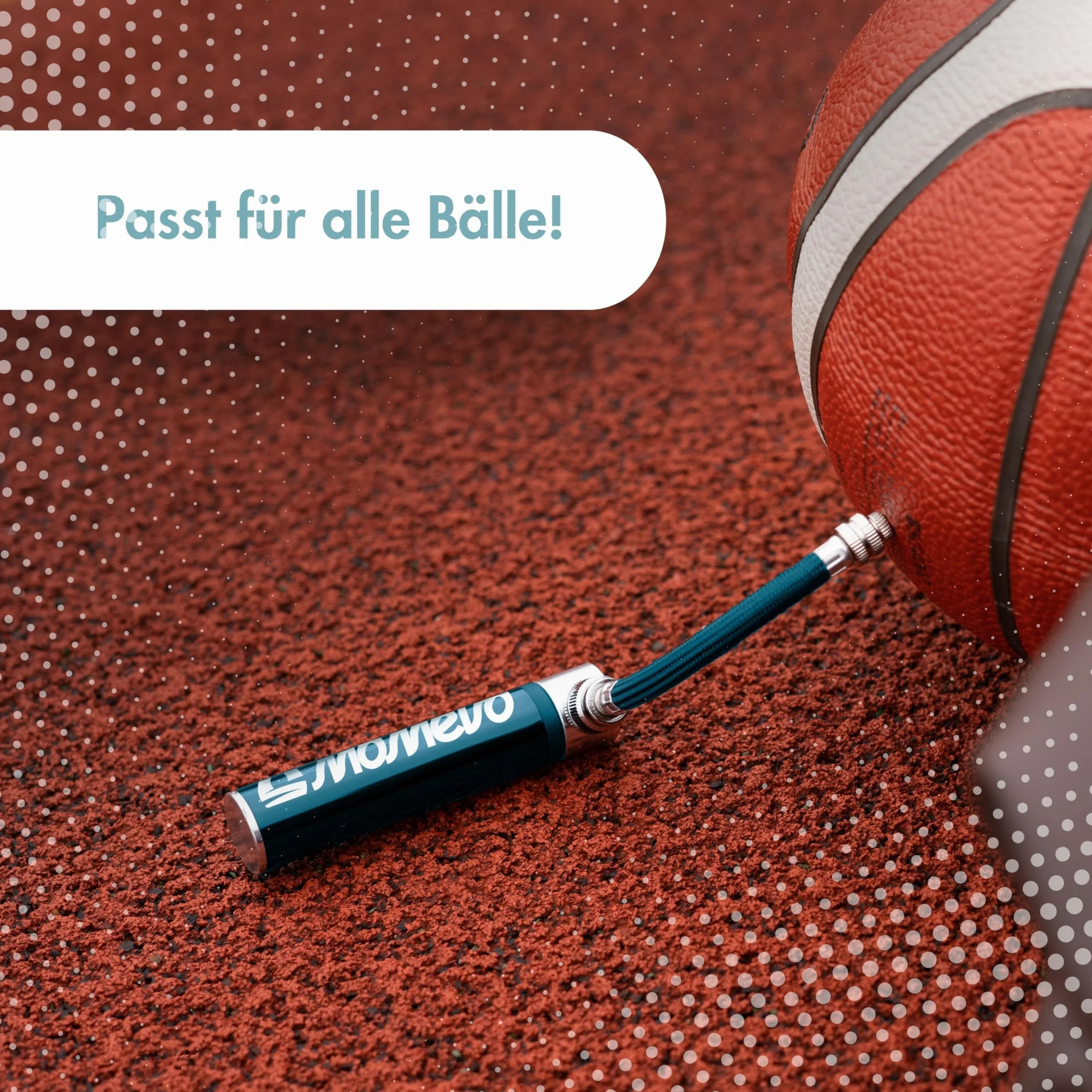 PocketAir Mini pompa a sfera in alluminio per calcio, basket, pallavolo