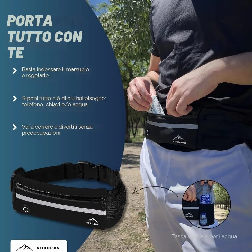 Marsupio Running Impermeabile Uomo Donna per Corsa Sport Trekking Fitness