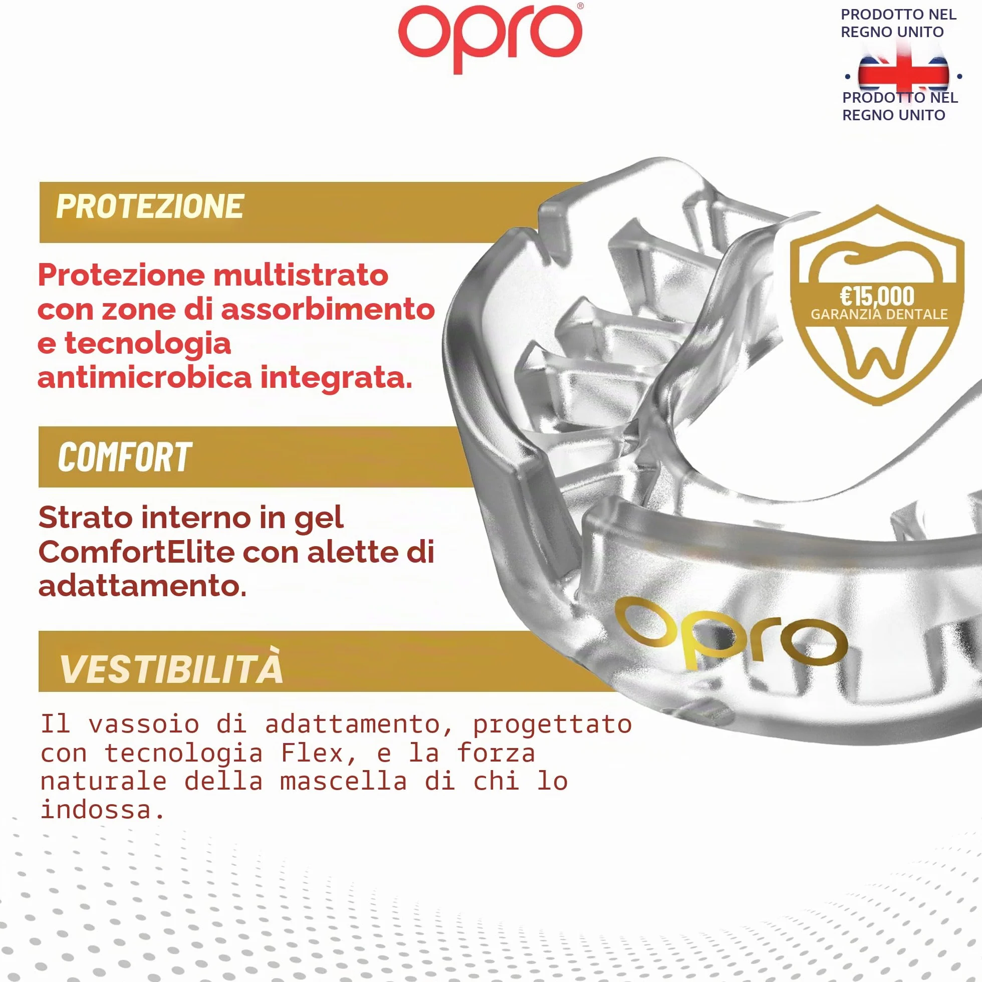 OPRO Paradenti Livello Oro - Protezione Dentale per Boxe, MMA, Rugby, Hockey - Aderenza Ottimale