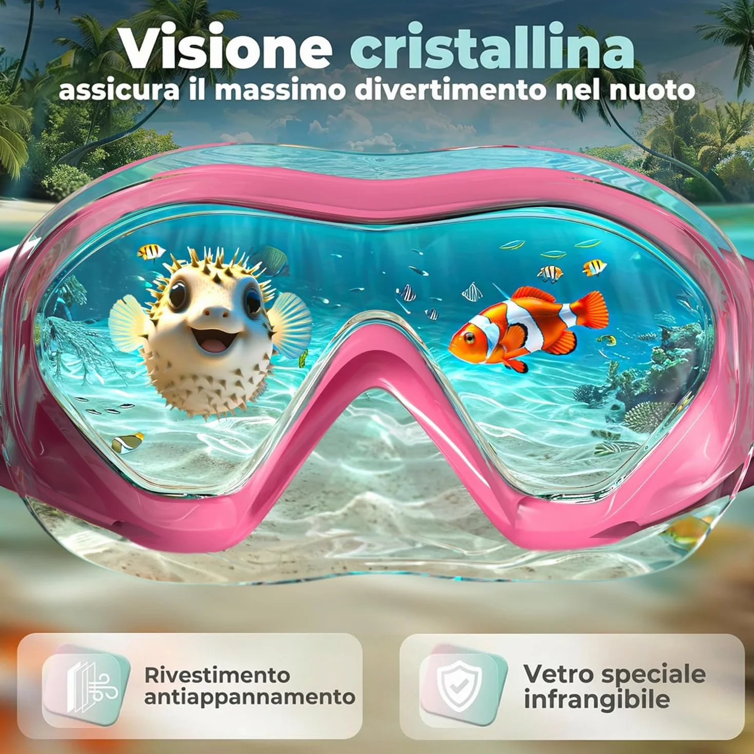 KIDVERSE Occhialini da nuoto per bambini protezione UV rivestimento antiappannamento impermeabili comodi