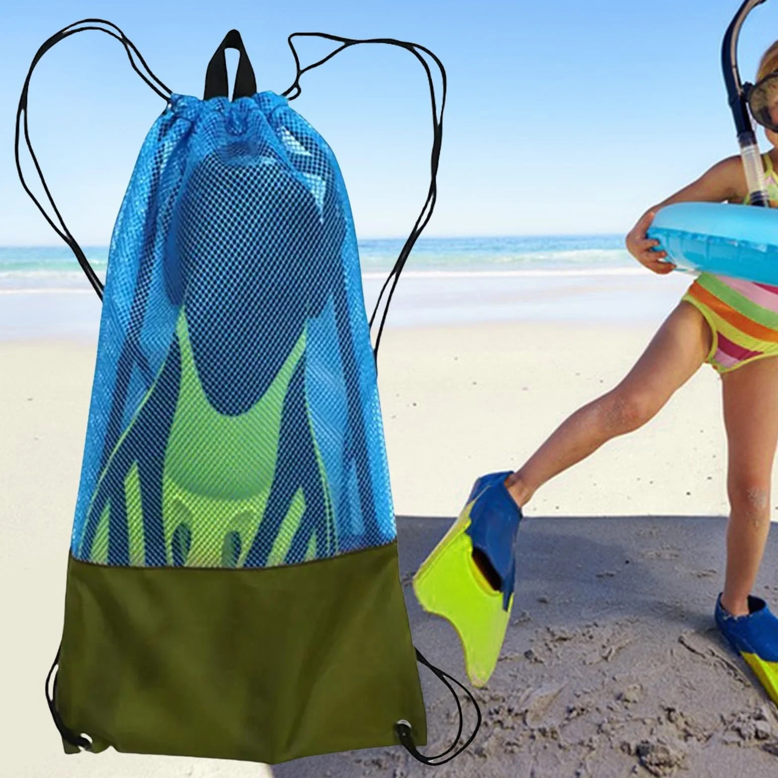 Borsa da nuoto in nylon resistente con coulisse per uomo donna bambino attrezzatura subacquea