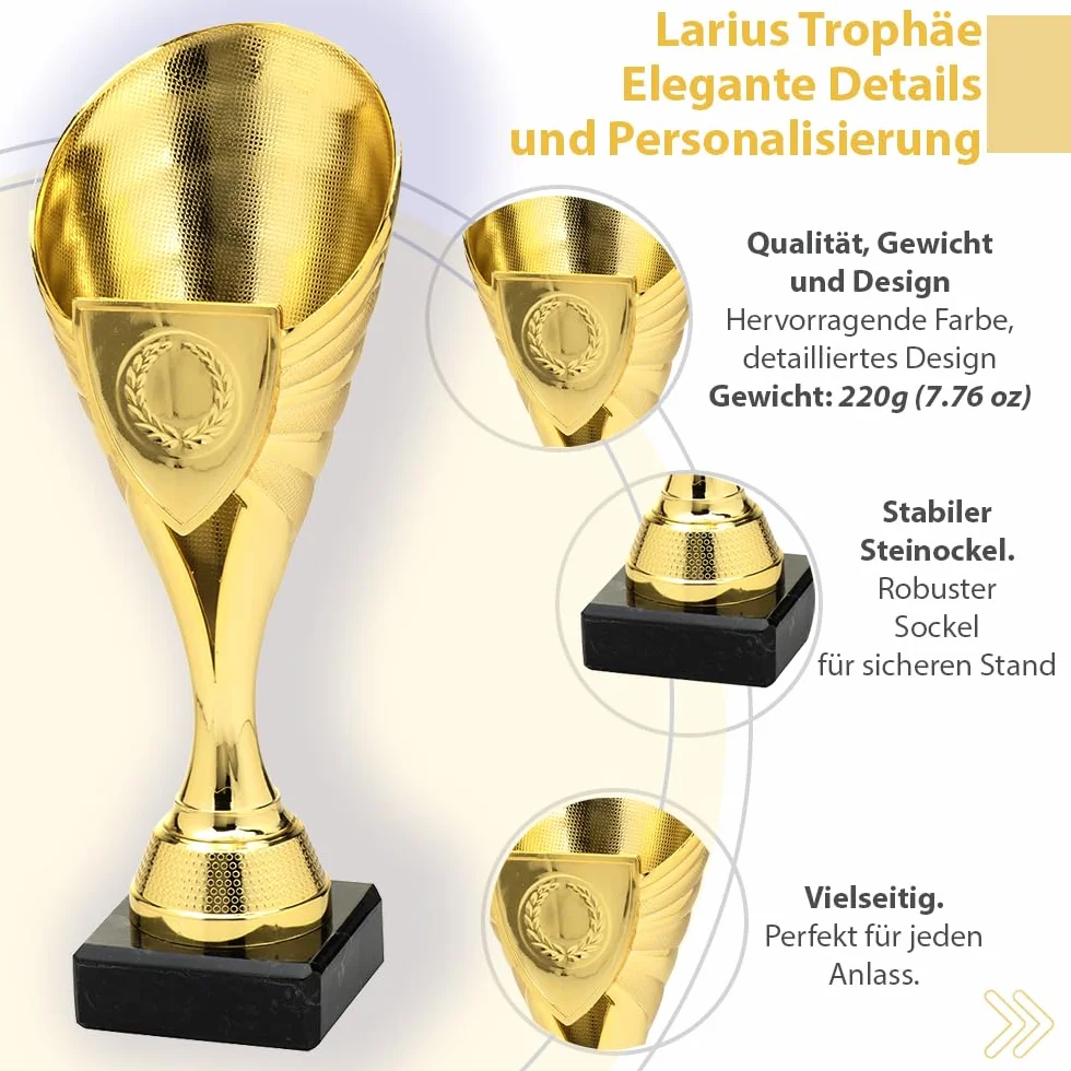 Larius Coppa 21 cm 220 g trofeo universale con base in marmo personalizzabile B1