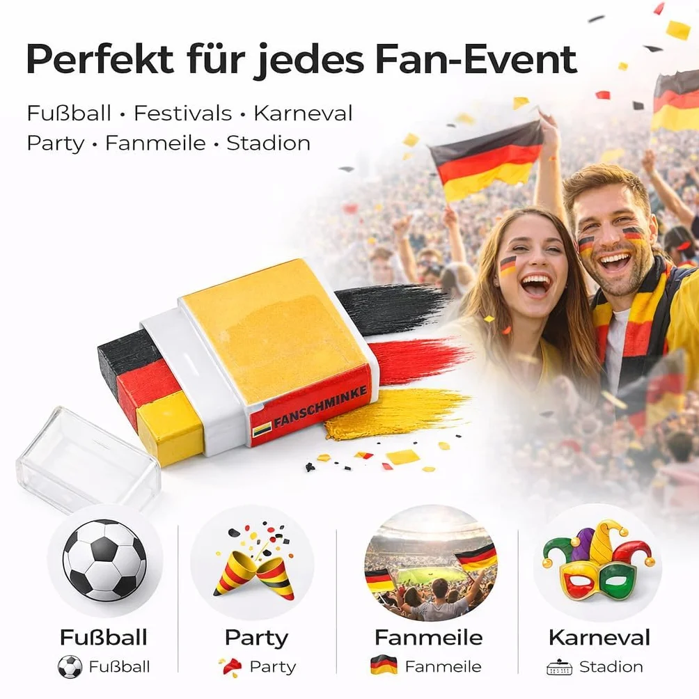 Matite da trucco Germania nero rosso giallo oro decorazione feste calcio Europeo 2024