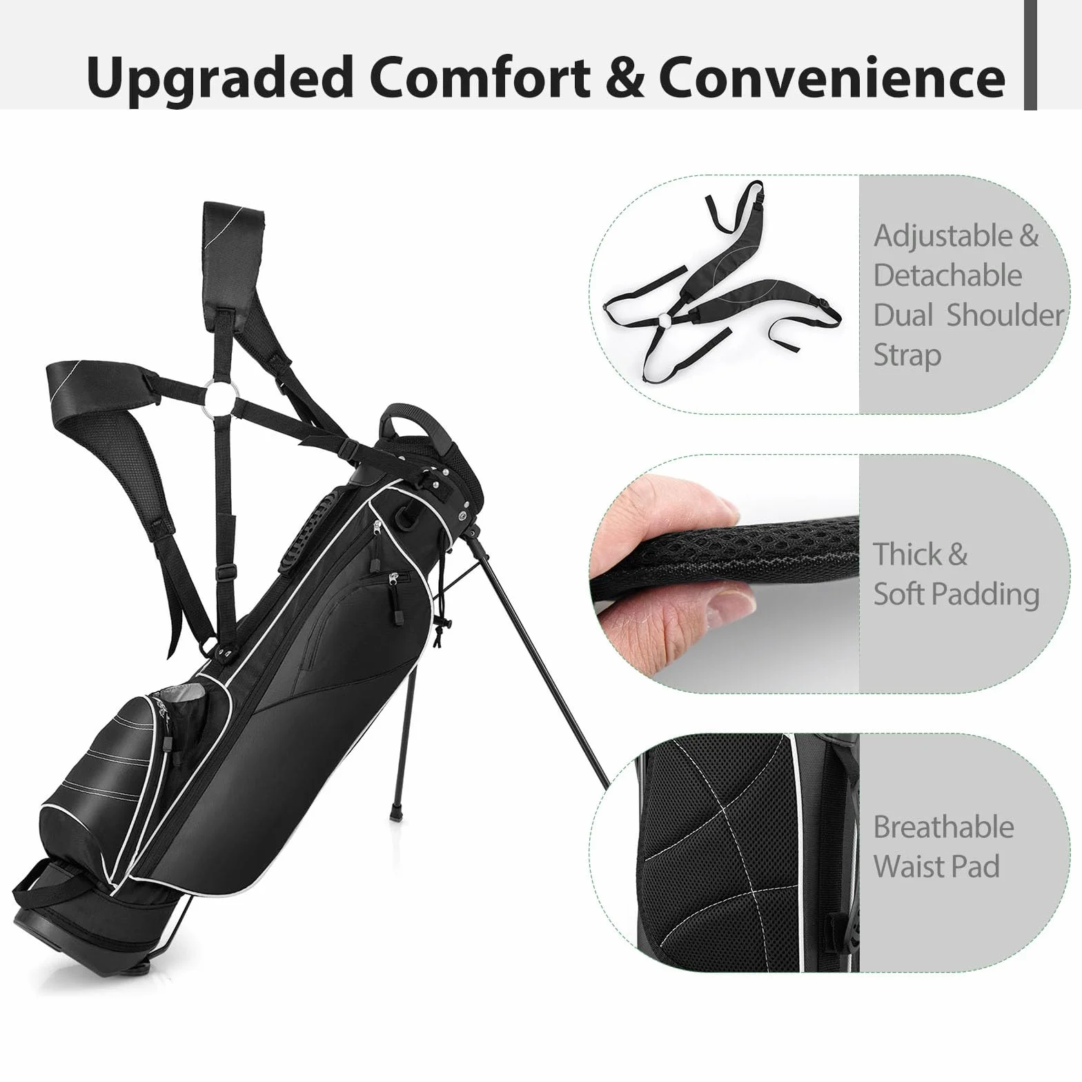 LIFEZEAL Borsa da golf, borsa portatile con 4 divisori divisori, borsa da golf con spallacci regolabili, borsa leggera per mazze da golf per uomo e donna