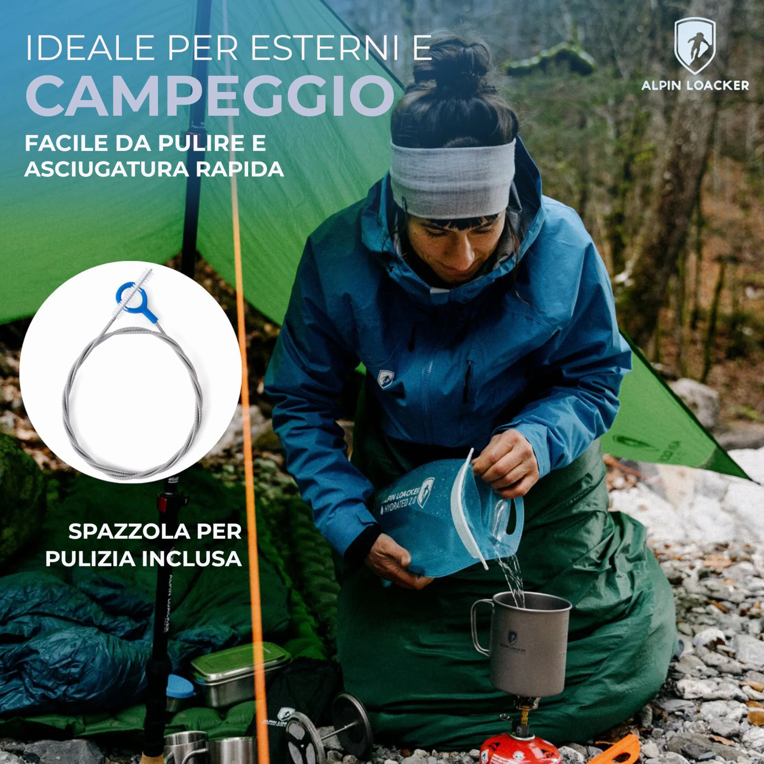 ALPIN LOACKER Bolla d'acqua per esterni con tubo per bere, sistema di idratazione senza BPA, zaino leggero