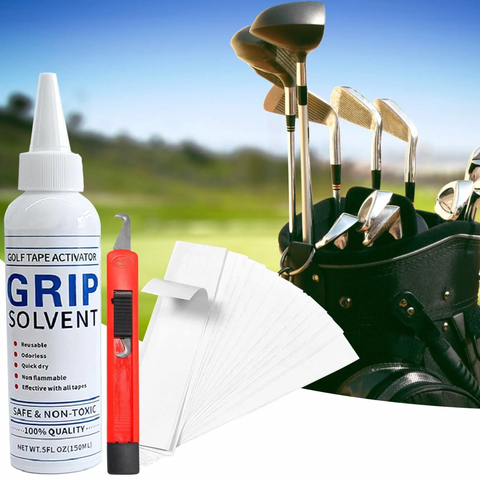 Kit sostituzione grip da golf Solvente per grip Strisce nastro riparazione installazione mazze