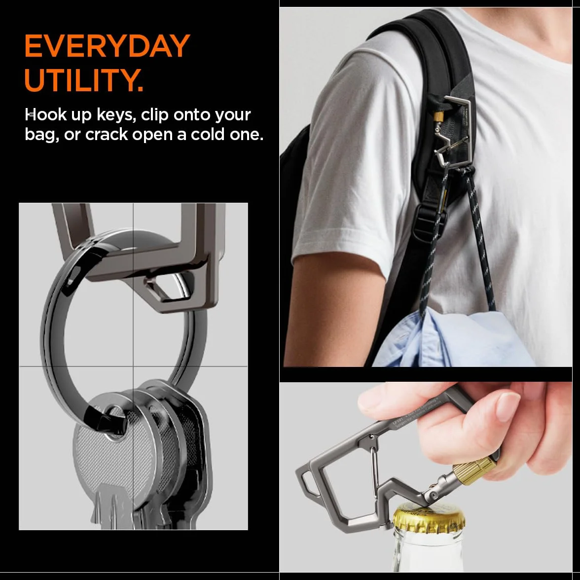 Spigen Life EDC moschettone portachiavi apribottiglie bloccaggio cinghia O-ring