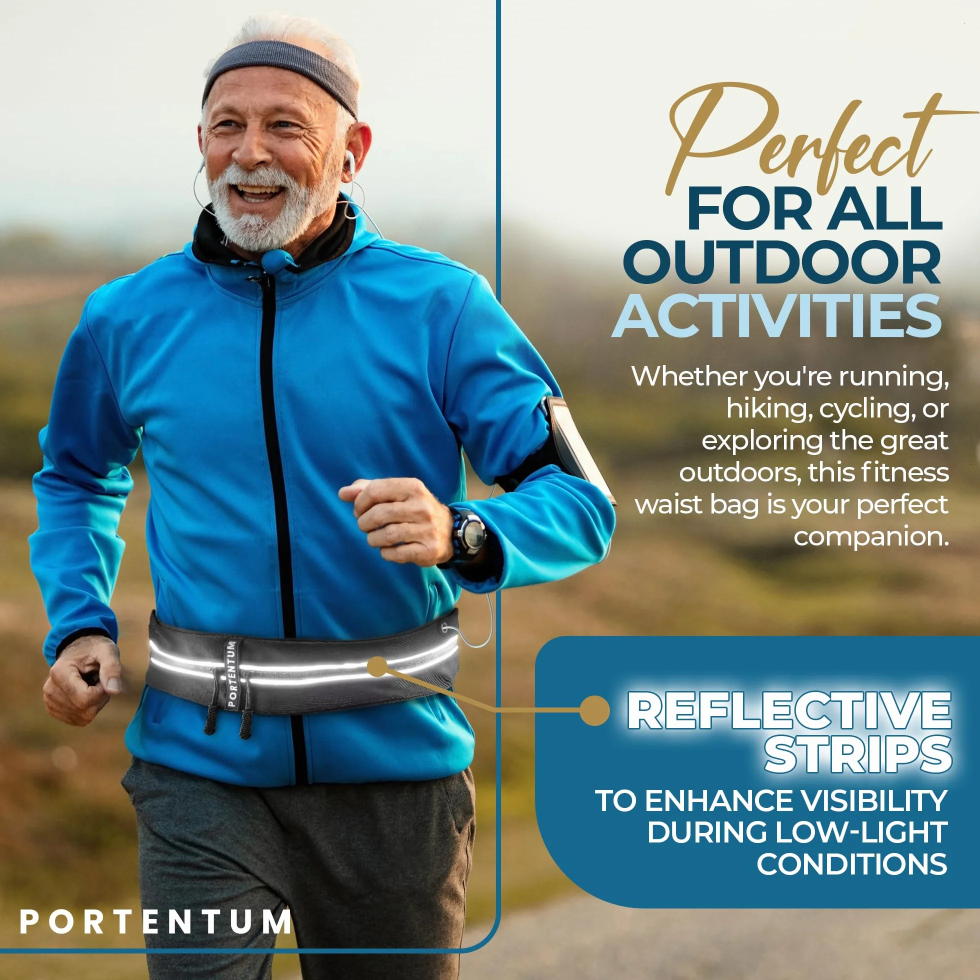 PORTENTUM Marsupio Running Porta Cellulare Corsa Cintura Jogging Sportivo