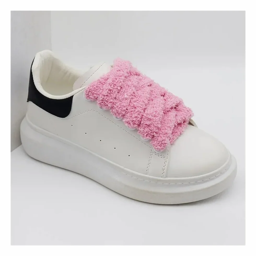 5 paia di lacci morbidi morbidi da 15 mm, morbidi e soffici, larghi e piatti, in peluche, perfetti per le donne, scarpe da ginnastica casual