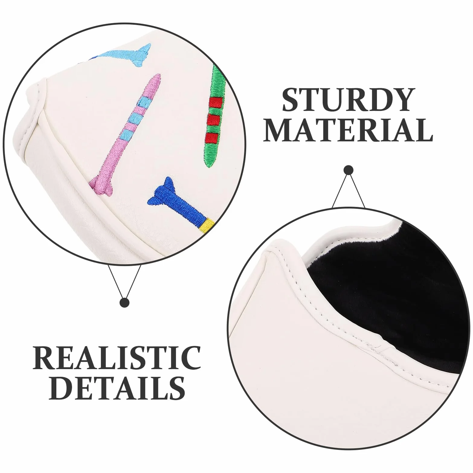MAGICLULU Copri Putter da Golf Bianco in Pu con Rivestimento Interno e Design Ricamato, Protezione per Mazze