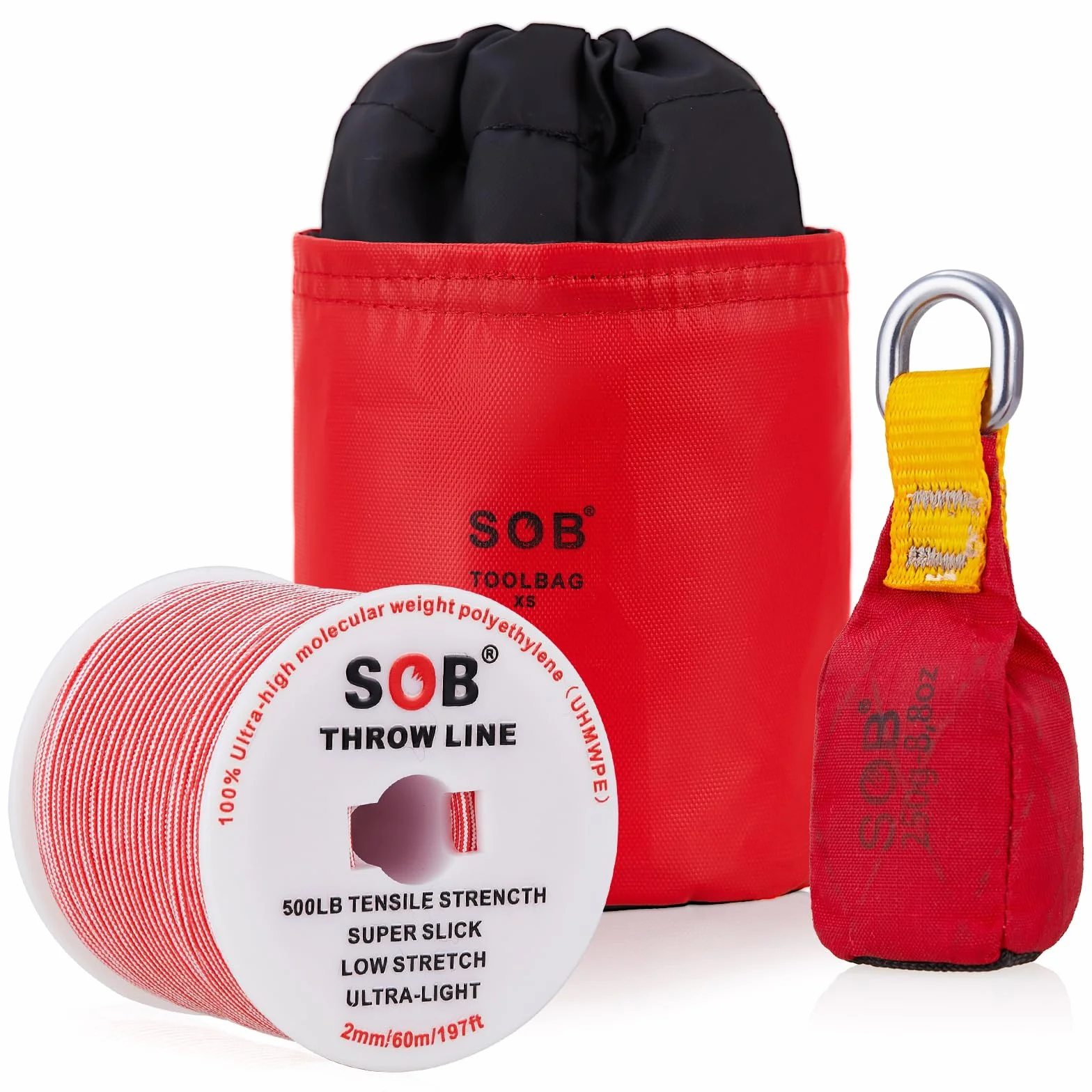 SOB Sacco da Lancio con Corda da Lancio, Sacco da Lancio + Corda da Lancio da 60 m per Arrampicata sugli Alberi, Lavoro sugli Alberi, Alpinismo
