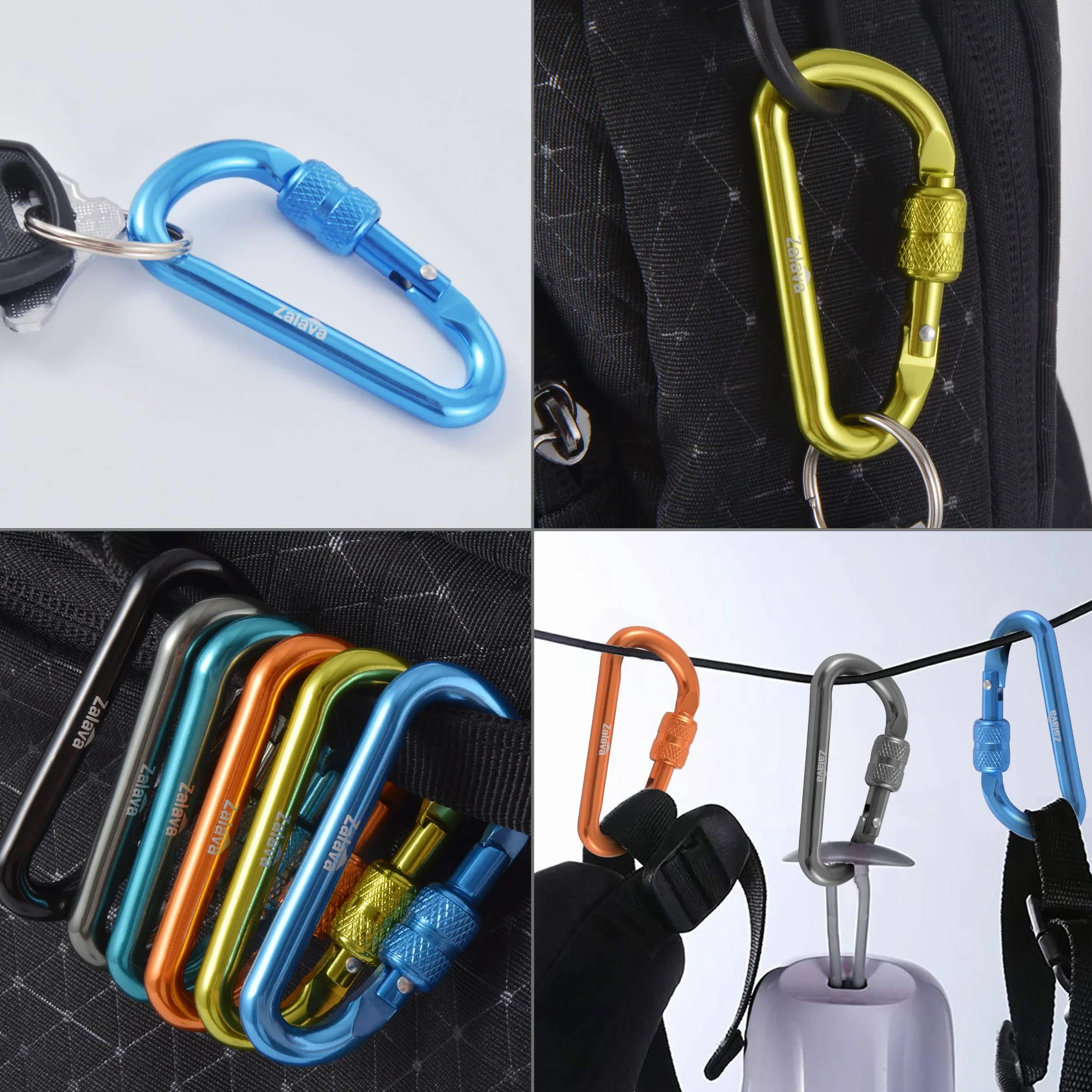 Moschettone in Alluminio Forma a D con Tappo a Vite per Arrampicata, Campeggio, Trekking